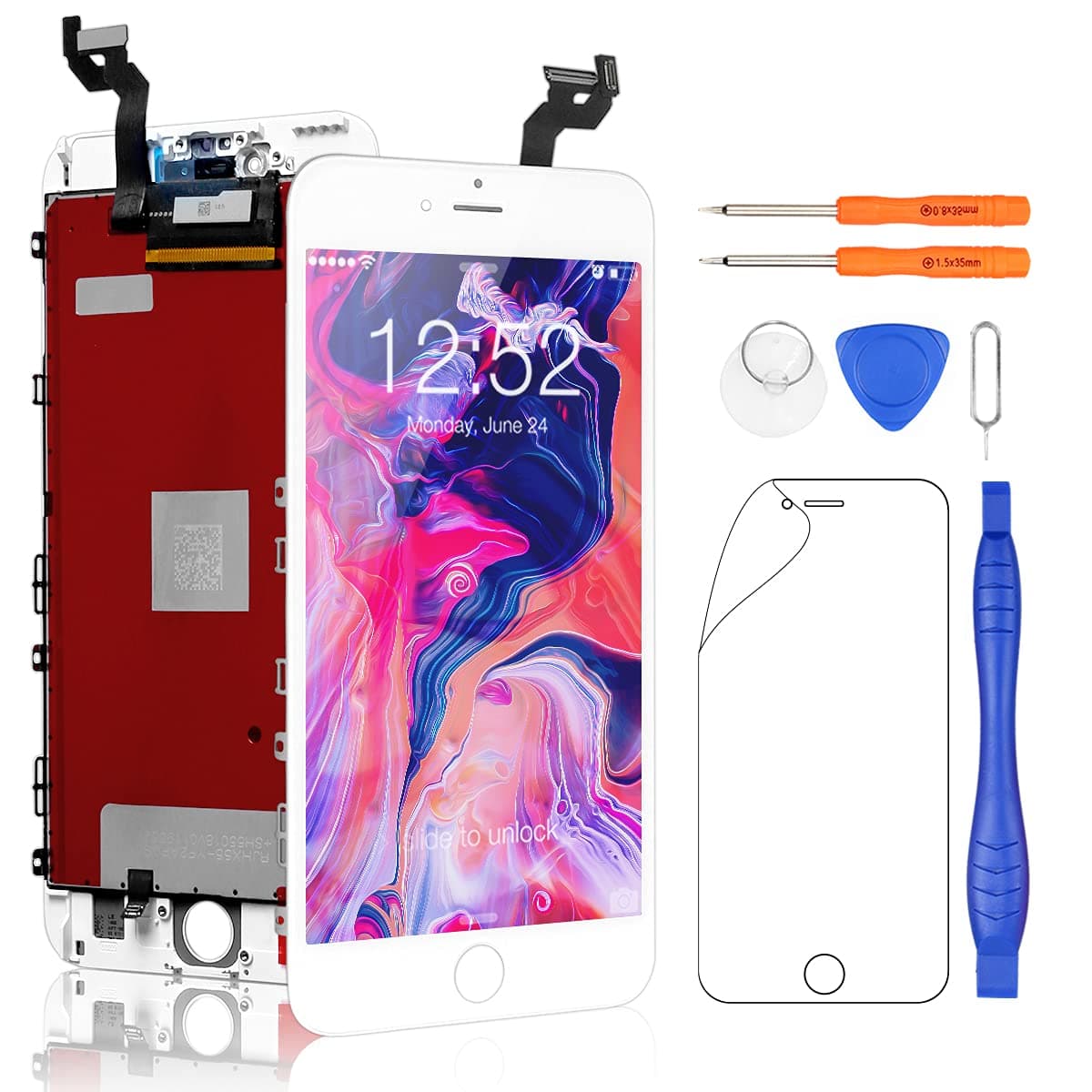 Yodoit for iPhone 6s Plus LCD Display and Digitizer Assembly Glass Touch Screen Replacement with Frame + Repair Tool Kit (5.5 inches White)