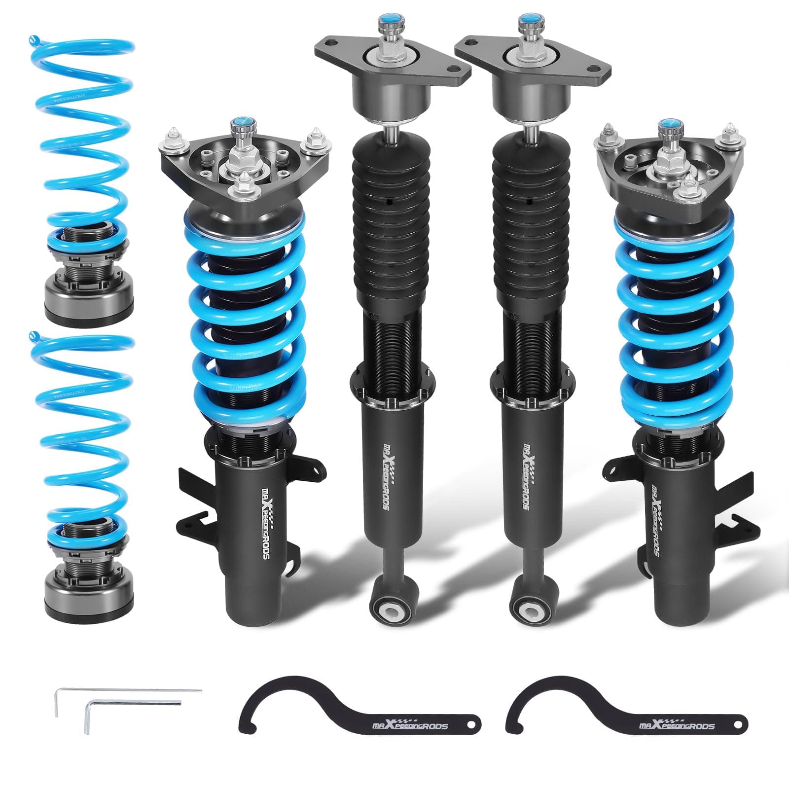 maXpeedingrods Coilovers for Ford Focus MK3 2011-2017, 24 Level Adjustable Damper Coilovers Suspension Kit, Height Adjustable Shock Absorber Struts, T6 Upgraded Lowering Kit Blue