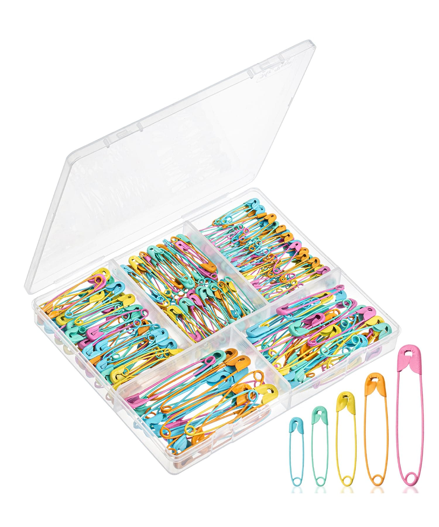 Mr. Pen- Safety Pins Assorted, 300 Pack, 5 Different Sizes, Colorful