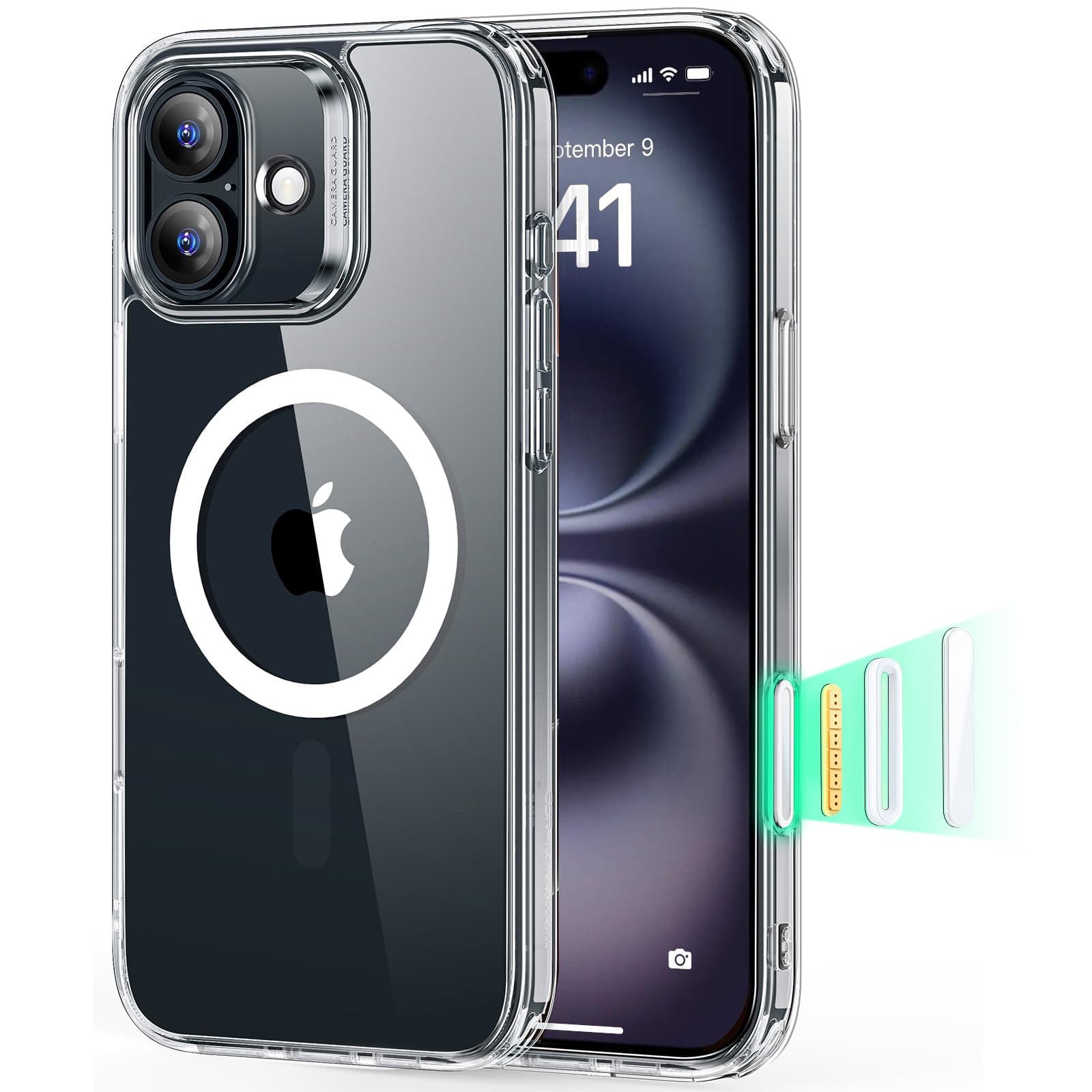 ESR for iPhone 16 Plus Case Cover, Camera Control Capture Button, Compatible with MagSafe, Shockproof Military-Grade Protection, Phone Case for iPhone 16 Plus, Classic Hybrid Case (HaloLock), Clear
