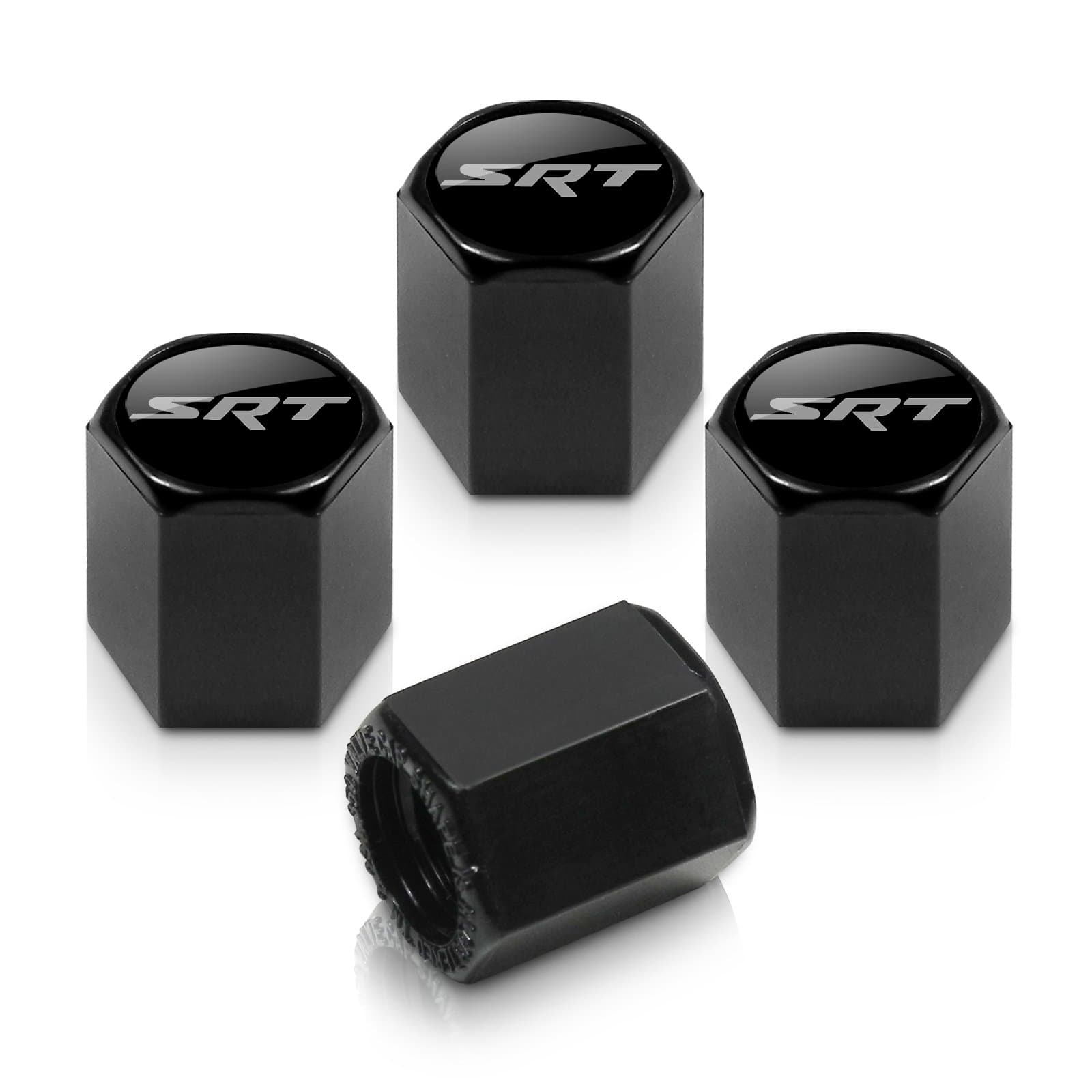 Black SRT Logo Tire Stem Valve Caps