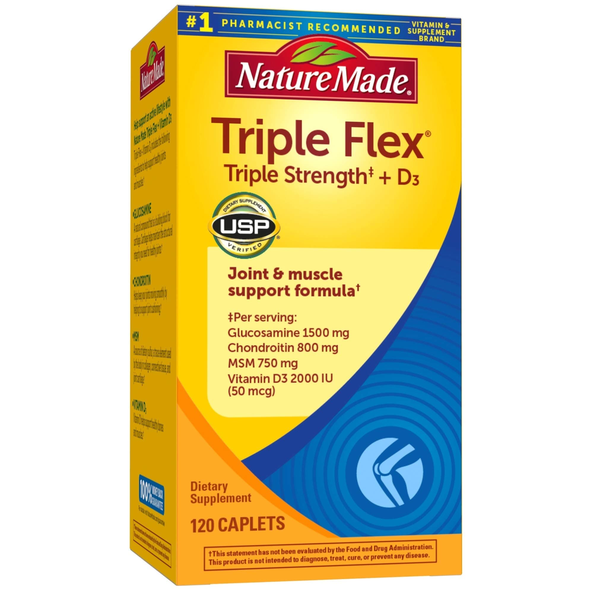 TripleFlex Triple Strength Caplets with Vitamin D3, 120 Count for Joint Support† (Packaging May Vary)