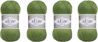Hand Knitting Yarn 100% Microfiber Acrylic Yarn Alize Diva Silk Effect Thread Crochet Art Lace Craft Lot of 4 skeins 400gr 1532yds (210)
