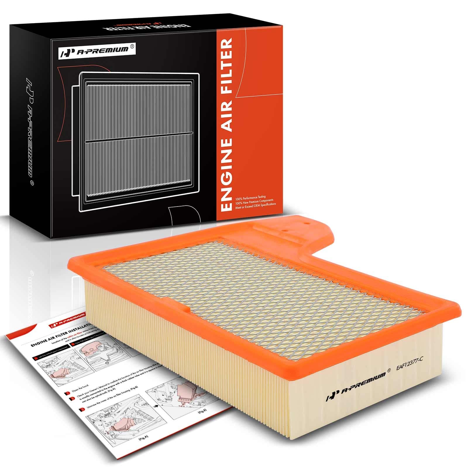 A-Premium Engine Air Filter Compatible with Ford Mustang 2015-2022, Flexible Panel, Replace# FR3Z9601A