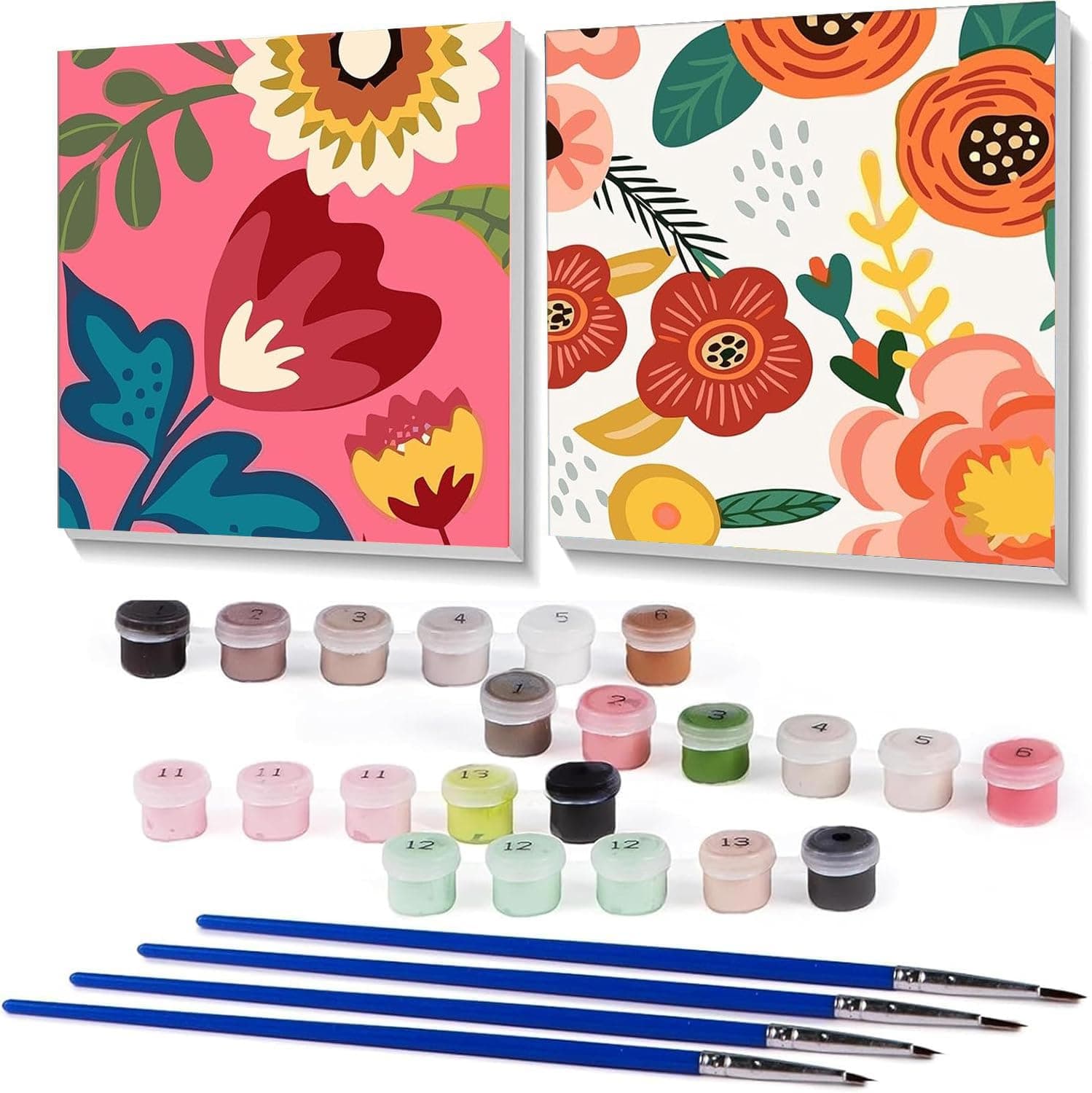 2 Pack Boho Paint by Numbers Framed,Easy Paint by Numbers kit for Adults Beginners,DIY Acrylic Watercolor Paint by Numbers Kits on Canvas for Home Wall Decor Gifts(8x8 inch)