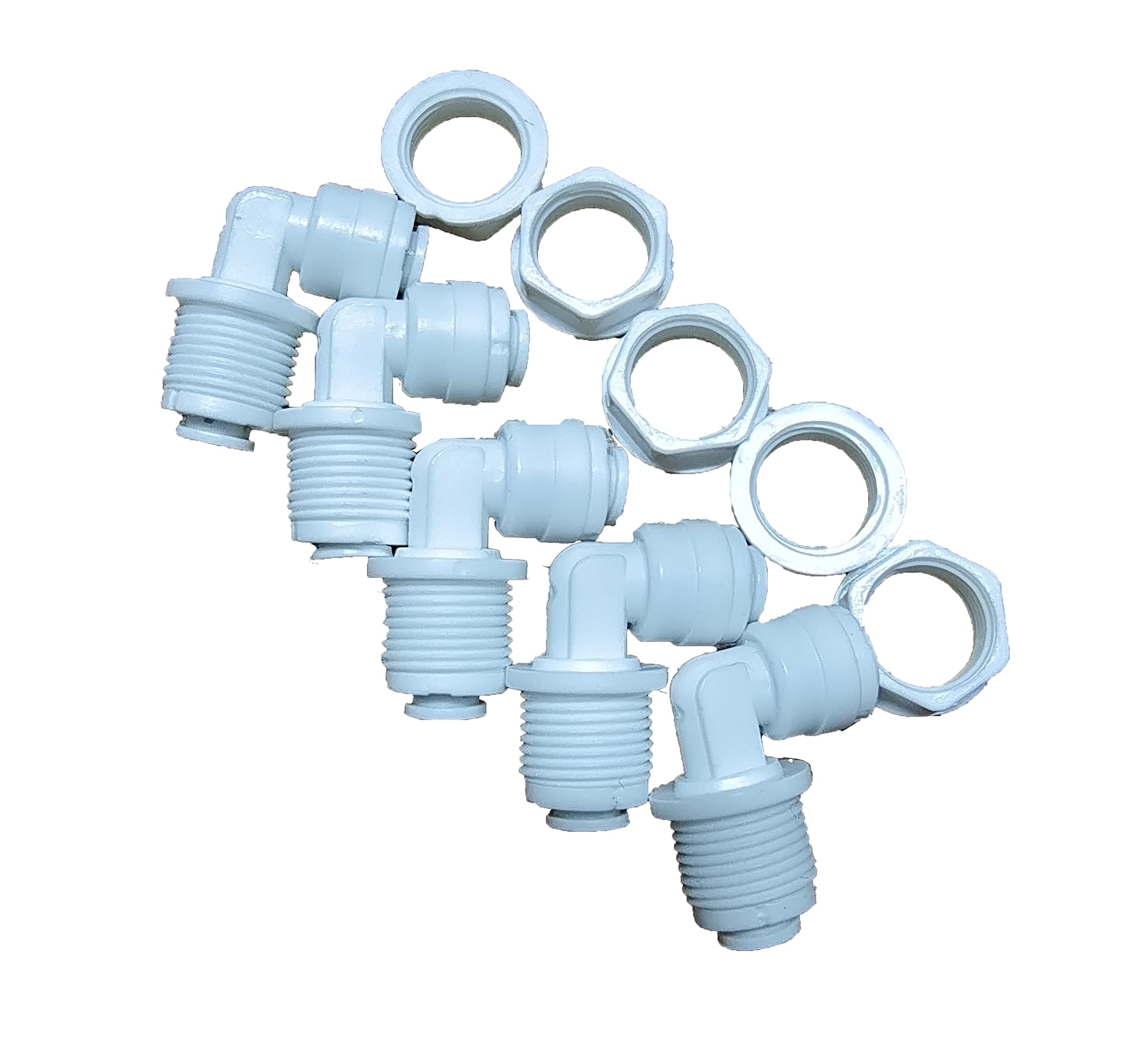 1/4 Bulkhead Fitting 90 degree Elbow 1/4 OD RO Tubing Use 1/4 inch Water Line Fittings 1/4 Quick Connect RO Fittings Reverse Osmosis parts(5, 1/4 inch x 1/4 inch)