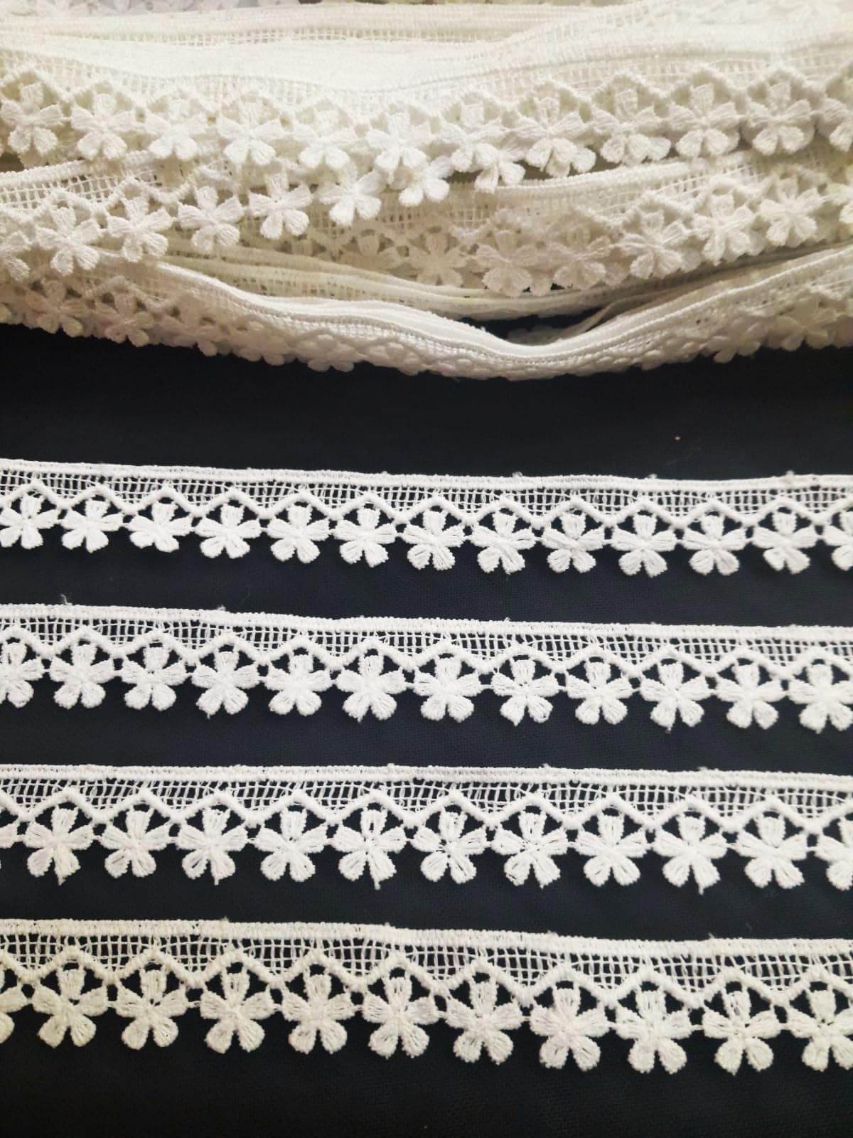 PCJS - 5 Meter White Guipure Poly lace and Border Material for Suits,Saree & Dupatta Suitable for Trims,Borders,Embroidery Lace,Applique,Fabric Lace,Sewing Supplies (5 MTR)