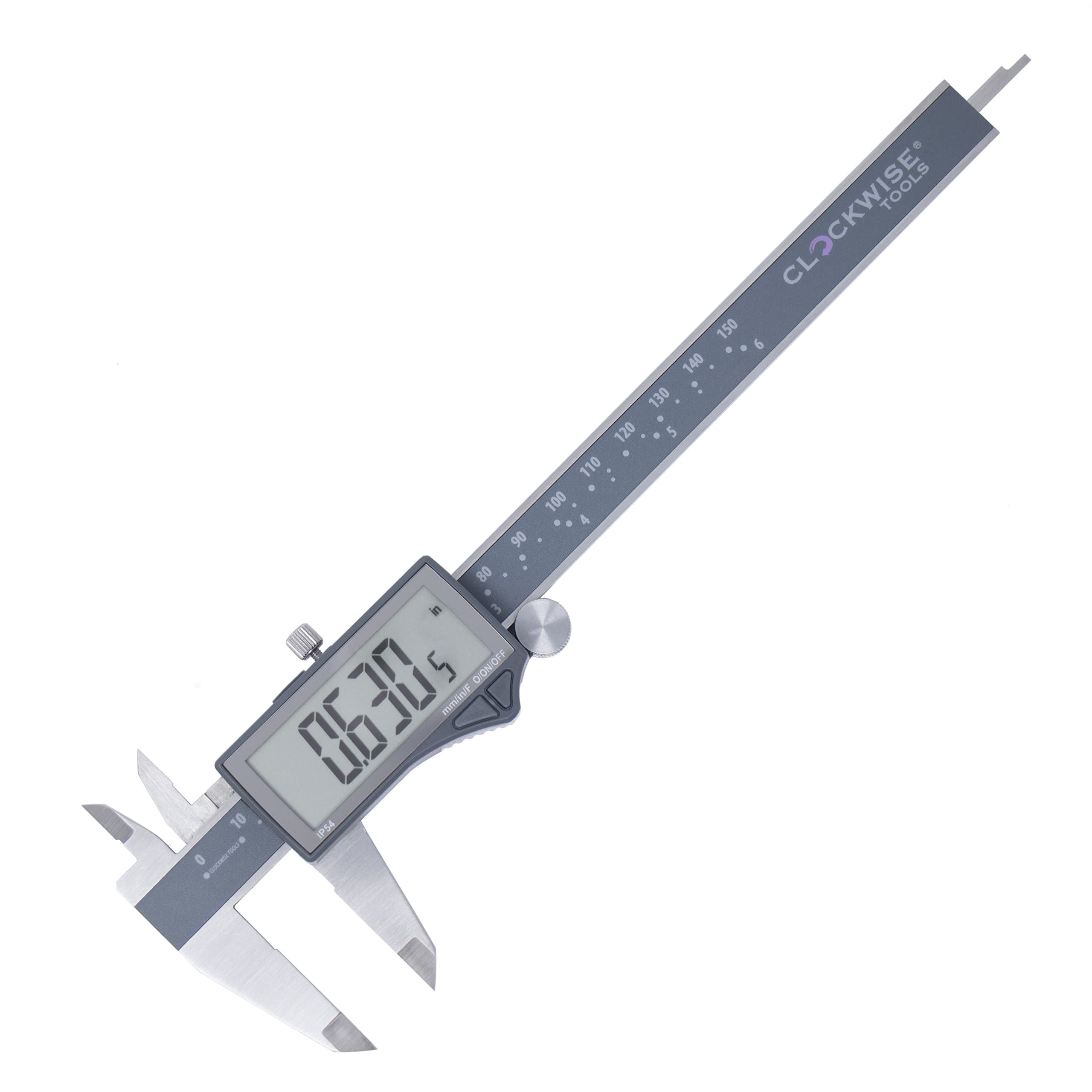 IP54 Grade Digital Caliper, DCLR-0605 0-6" /150mm, Inch/Metric/Fractions Conversion, Stainless Steel, Large LCD Screen