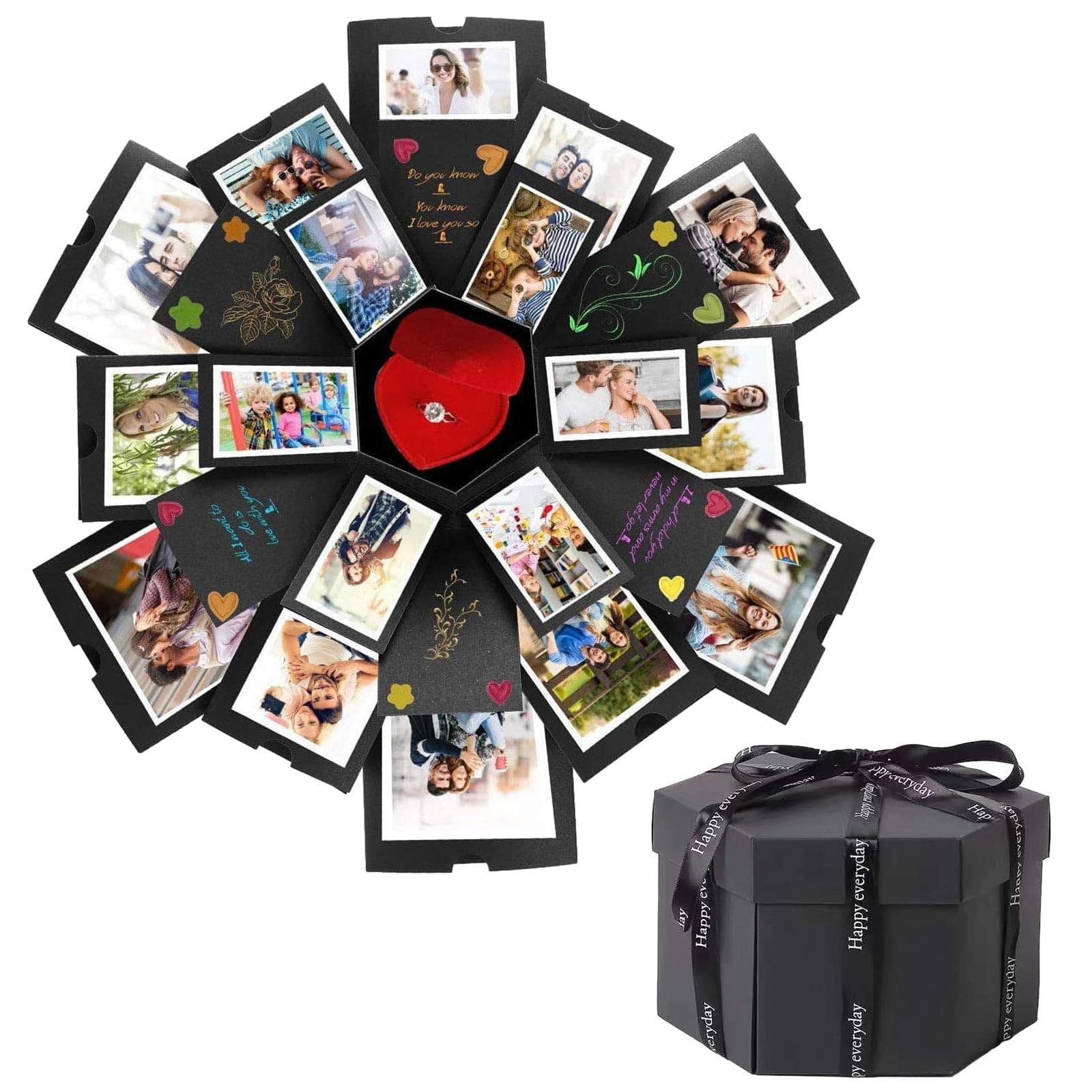 – 6 Faces DIY Explosion Gift Box,Photo Explosion Box,47cm/18.5in Box Explosion Surprise,Creative Explosion Gift Box Handmade Scrapbook Photo Album,Photo Box Gift for Anniversary,Birthday,Christmas