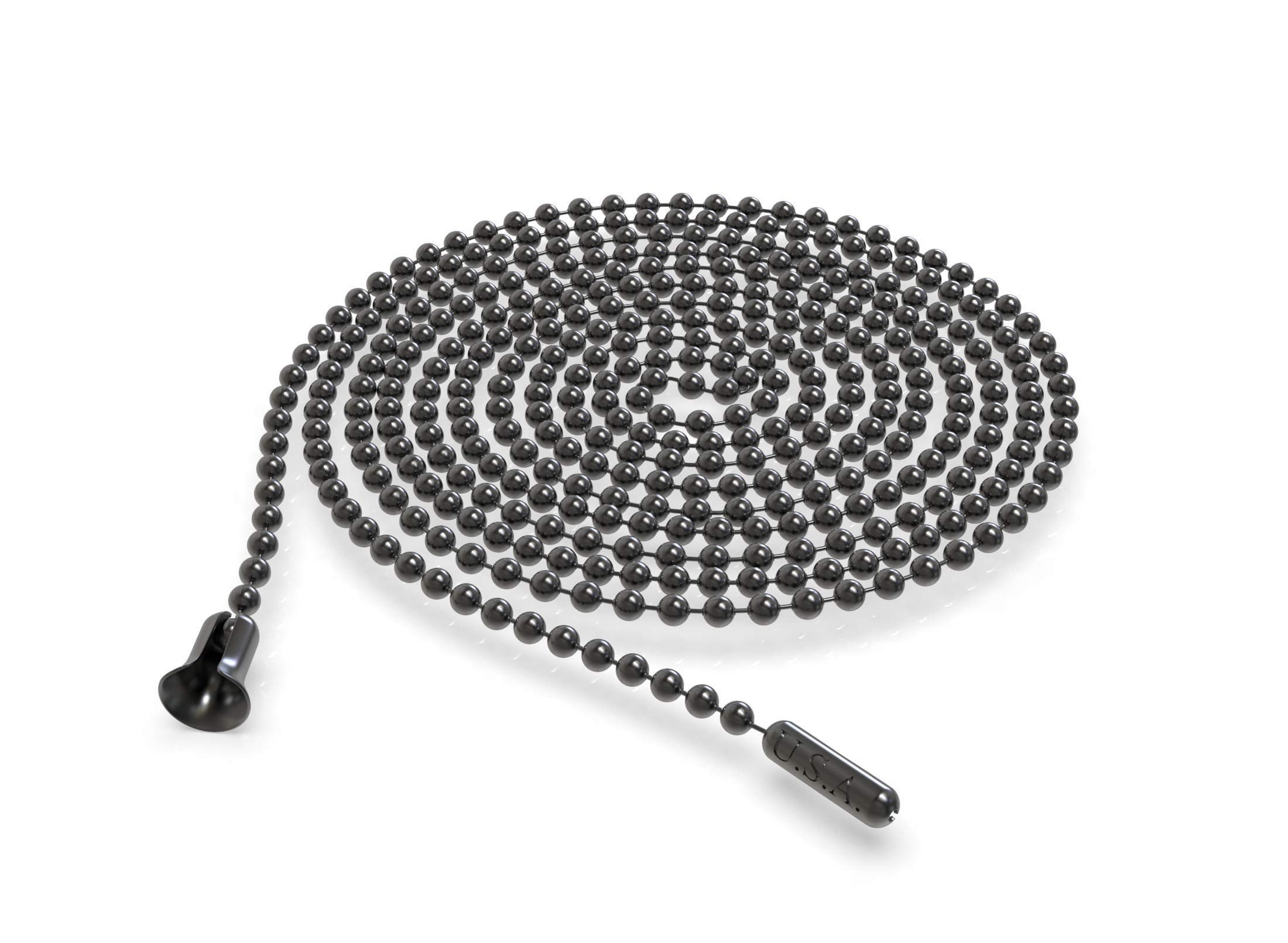 Dog Tag Surplus Ceiling Fan Pull Chain – Single 36-inches Black Stainless Steel Fan Pull Chain for Hanging Light Fixtures