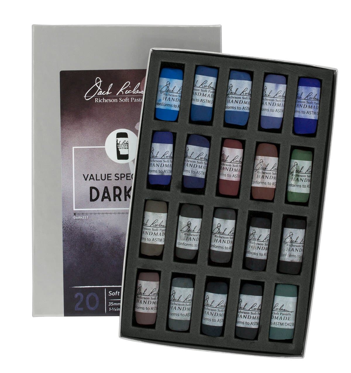 Dark 1 Value Spectrum Hand Rolled Soft Pastels, 20 Count (Pack of 1)