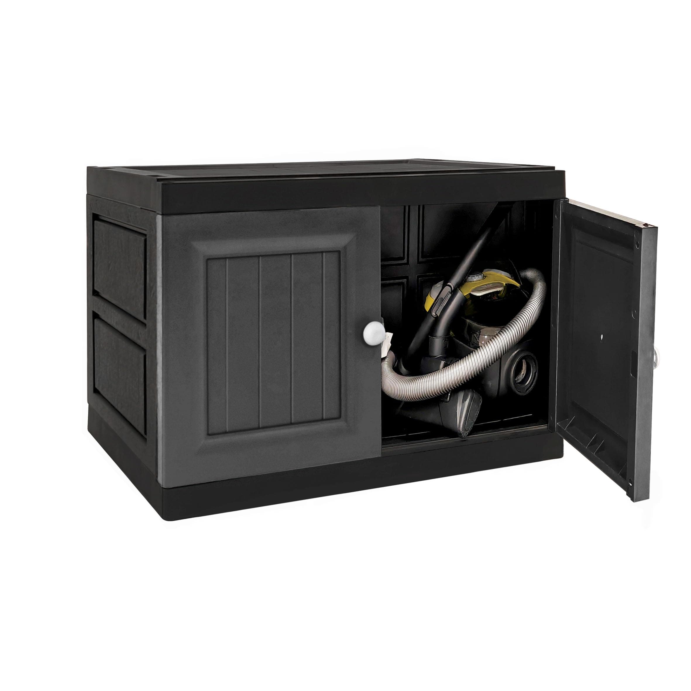 Multi-Purpose Plastic Storage Unit, Bench,Cupboard, Large Compartment Cabinet, In Modern Grey