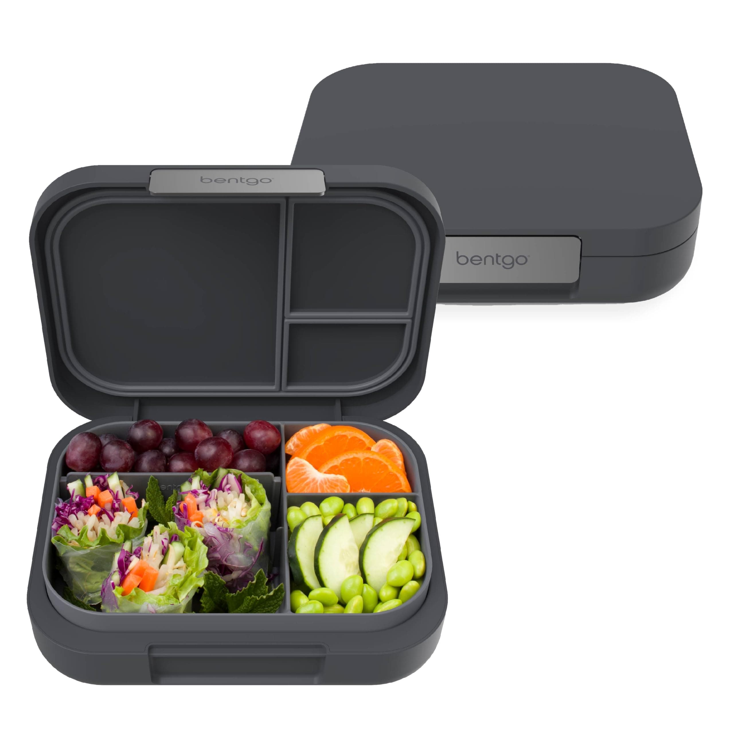 Modern - Adult & Teen Bento Lunch Box; 3-4 Compartments, Leak-Resistant, 5.5 Cup Capacity/44 fl oz, Improved Locking Clips, Reusable, BPA-Free, Dishwasher/Microwave Safe Tray (Dark Gray)