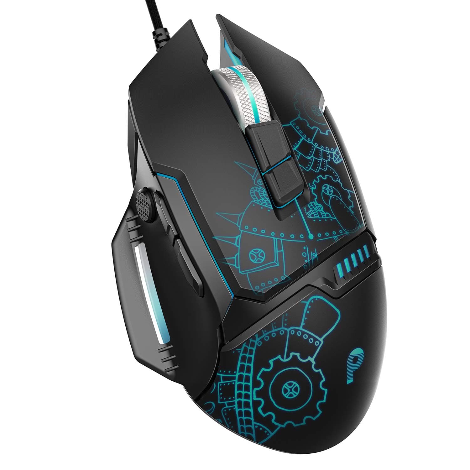 PBUER Gaming Mouse, Wired Gaming mouse, 7 Programmable Buttons, 7200 DPI Adjustable, Comfortable Grip Ergonomic Optical PC Computer Gaming Mice with Fire Button, Black