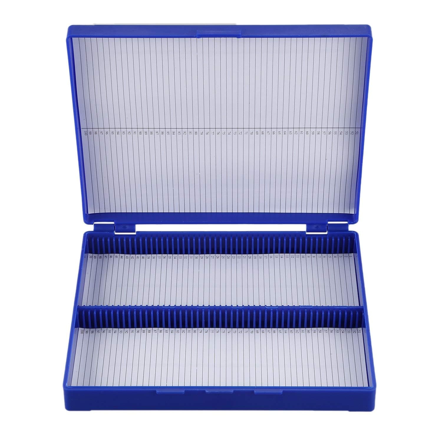 Royal Blue Plastic Rectangle Hold 100 Microslide Slide Microscope Box