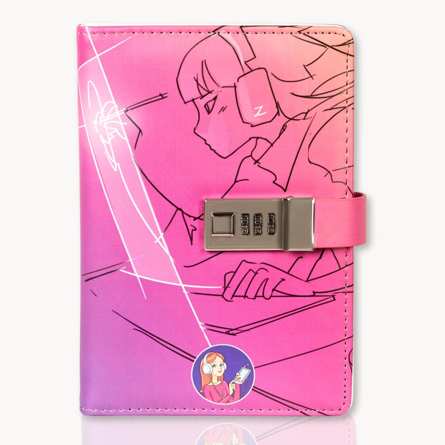 MSA Official Diary with Lock - Leather Diary Journal with Combination Lock - Modern Rock Journal with Bookmark with Pen Holder - Personal Diary Notebook with Hardcover Agenda Sticker