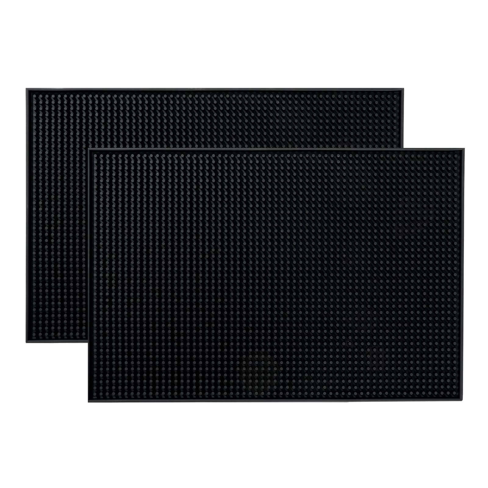 PVC Bar Service Mat for Cocktail Bartender 18x12 inches (Black 2-Pack)