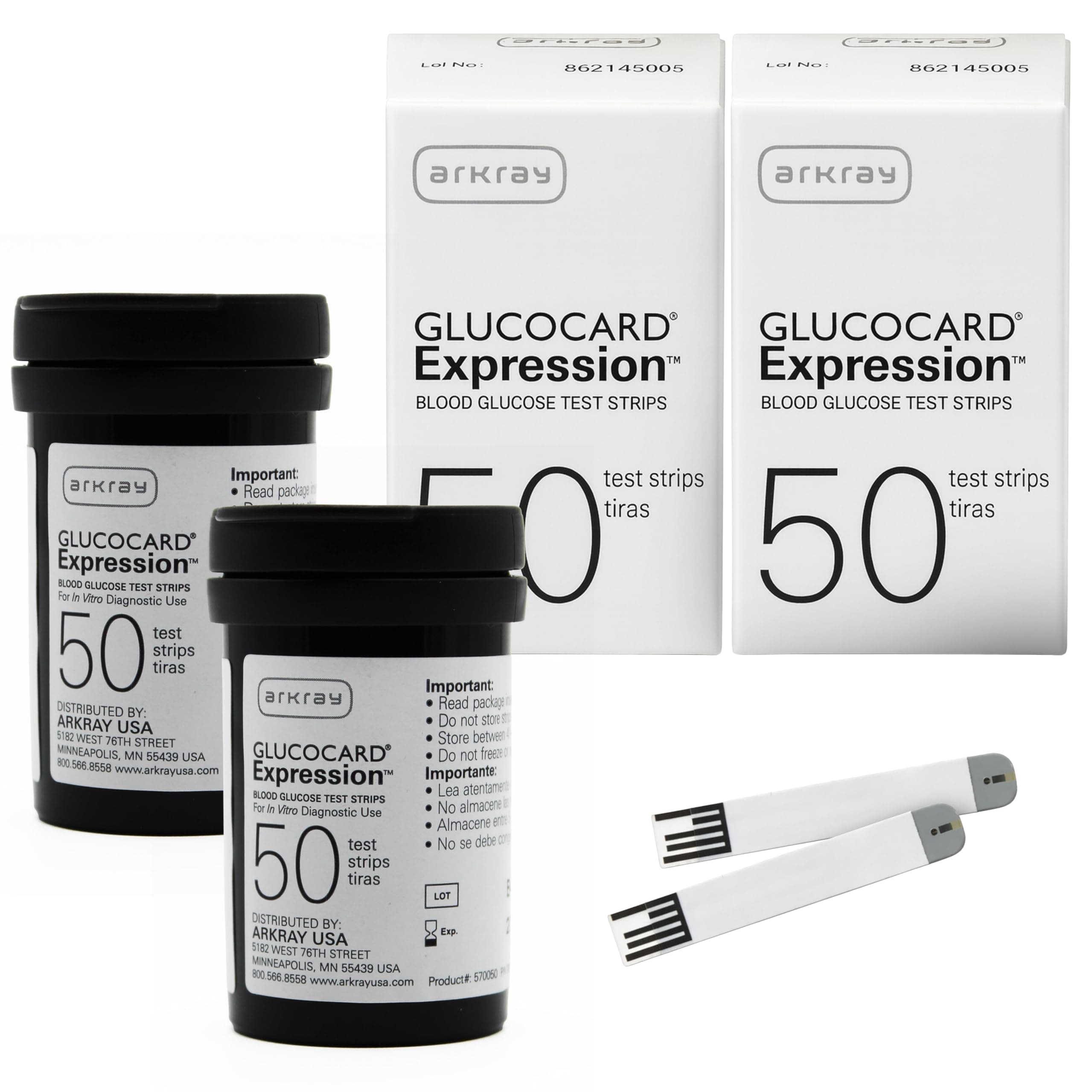 ARKRAY GLUCOCARD Expression Blood Glucose Test Strips - No Coding, 0.8 Microliter & Fast 6-Second Results - Compatible with GLUCOCARD Expression Blood Glucose Meter - 100 Count (2 Packs of 50)