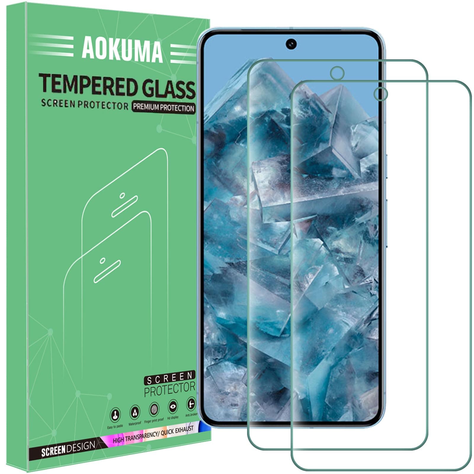 Tempered Glass for Google Pixel 8 Pro Screen Protector, [2 Pack] Premium Quality Guard Film, Shatterproof, Shockproof, Scratchproof oilproof, Case Friendly