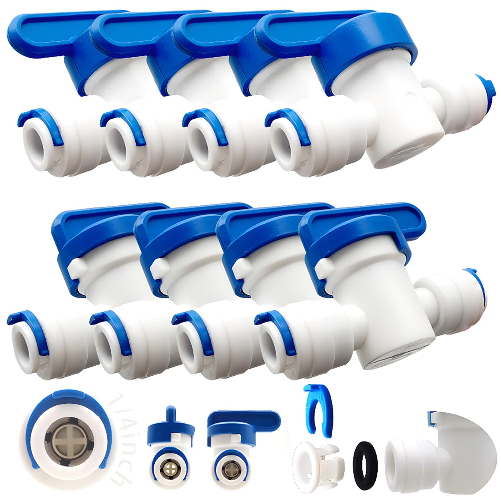 CESFONJER 1/4" Inline Tap/Shut-Off Valve/Isolation Valve for 1/4" Fridge Freezer/Reverse Osmosis Water Filter System Water Pipe Tubing (8 Pcs)