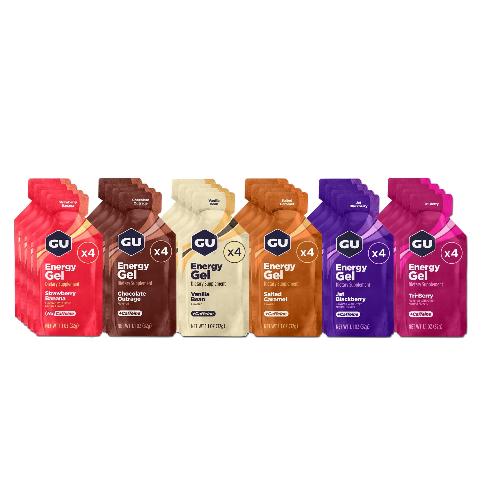 GU Energy Original Sports Nutrition Energy Gel, Vegan, Gluten-Free, Kosher, and Dairy-Free On-the-Go Energy for Any Workout, 24-Count, Assorted Flavors