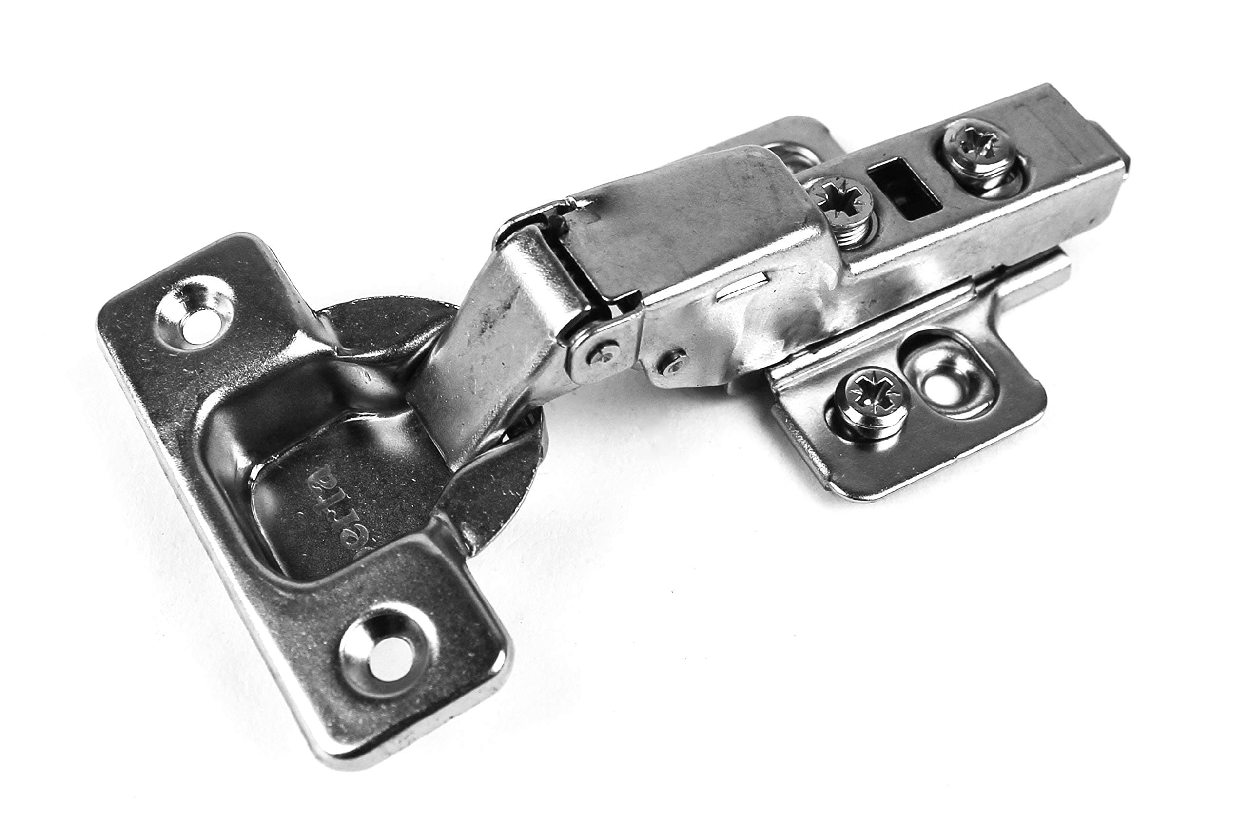 Berta (20 Pieces) Half Overlay Soft Close Frameless Hinges, 110 Degree 6-Ways 3-Cam Adjustment Concealed Kitchen Cabinet Door Hinges