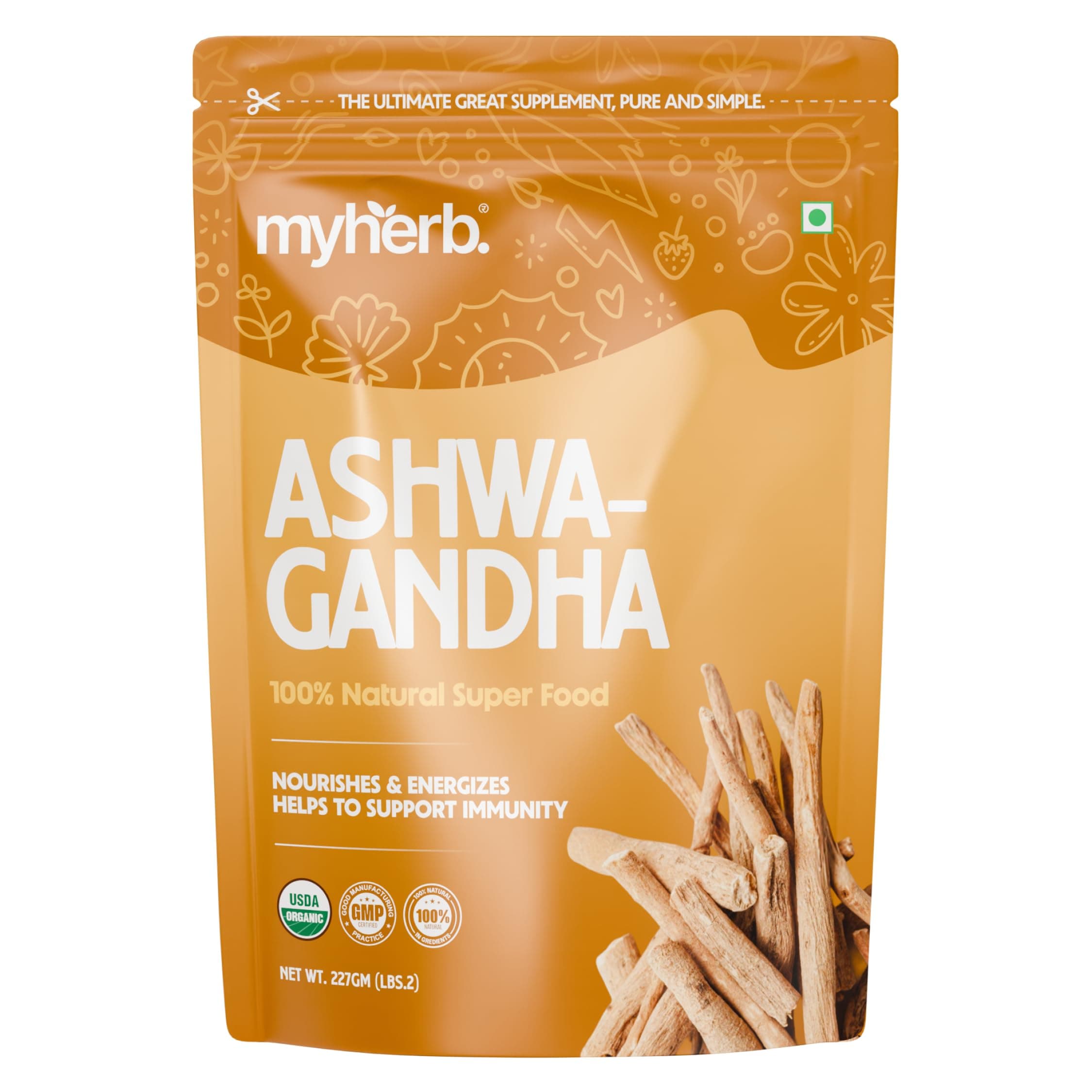 100% Pure Natural Organic Ashwagandha Powder || 227 Gm || Withania Somnifera || Ayurvedic Formula || Support for Stress-free Living- For Men And Women