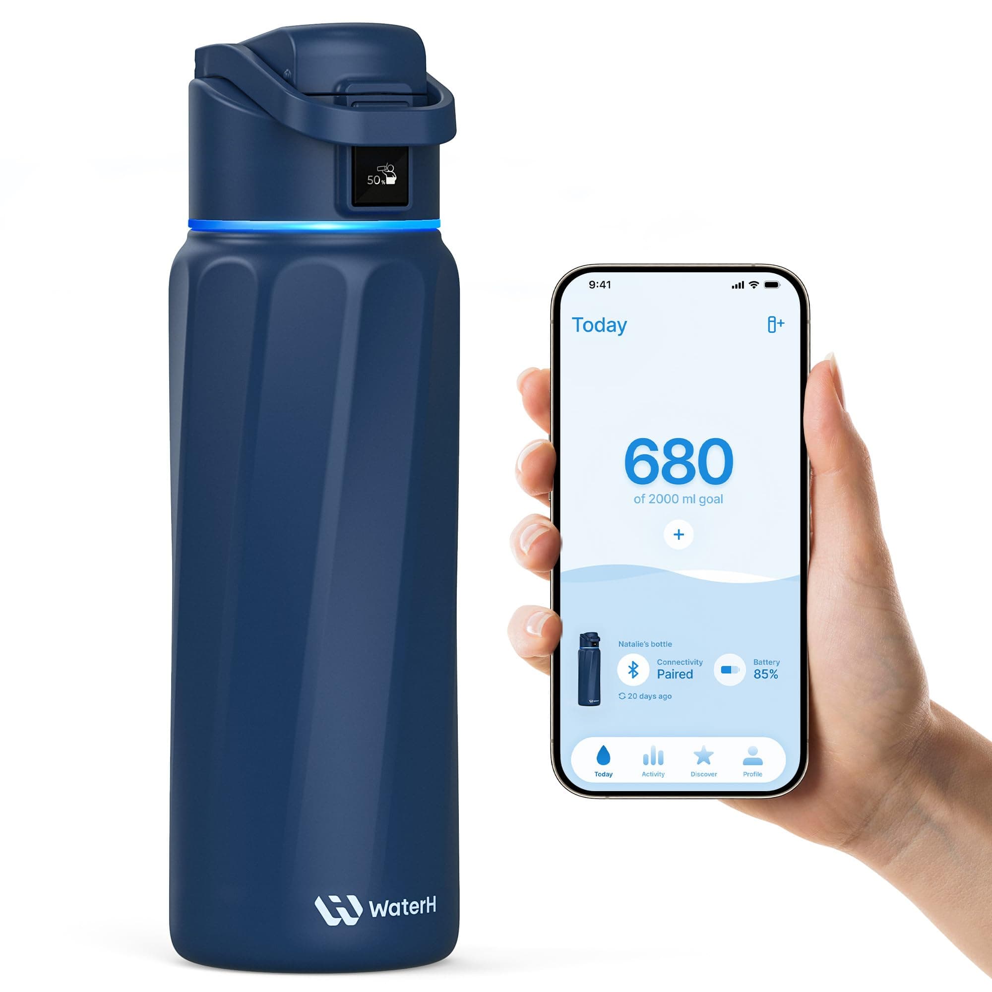 BOOST Smart Water Bottle with Reminder & Tracker, Double Wall Vacuum Insulated Bottles Stainless Steel, 32oz BPA-Free Wide Mouth for School, Gym, Office, Ideal for Mother's Day