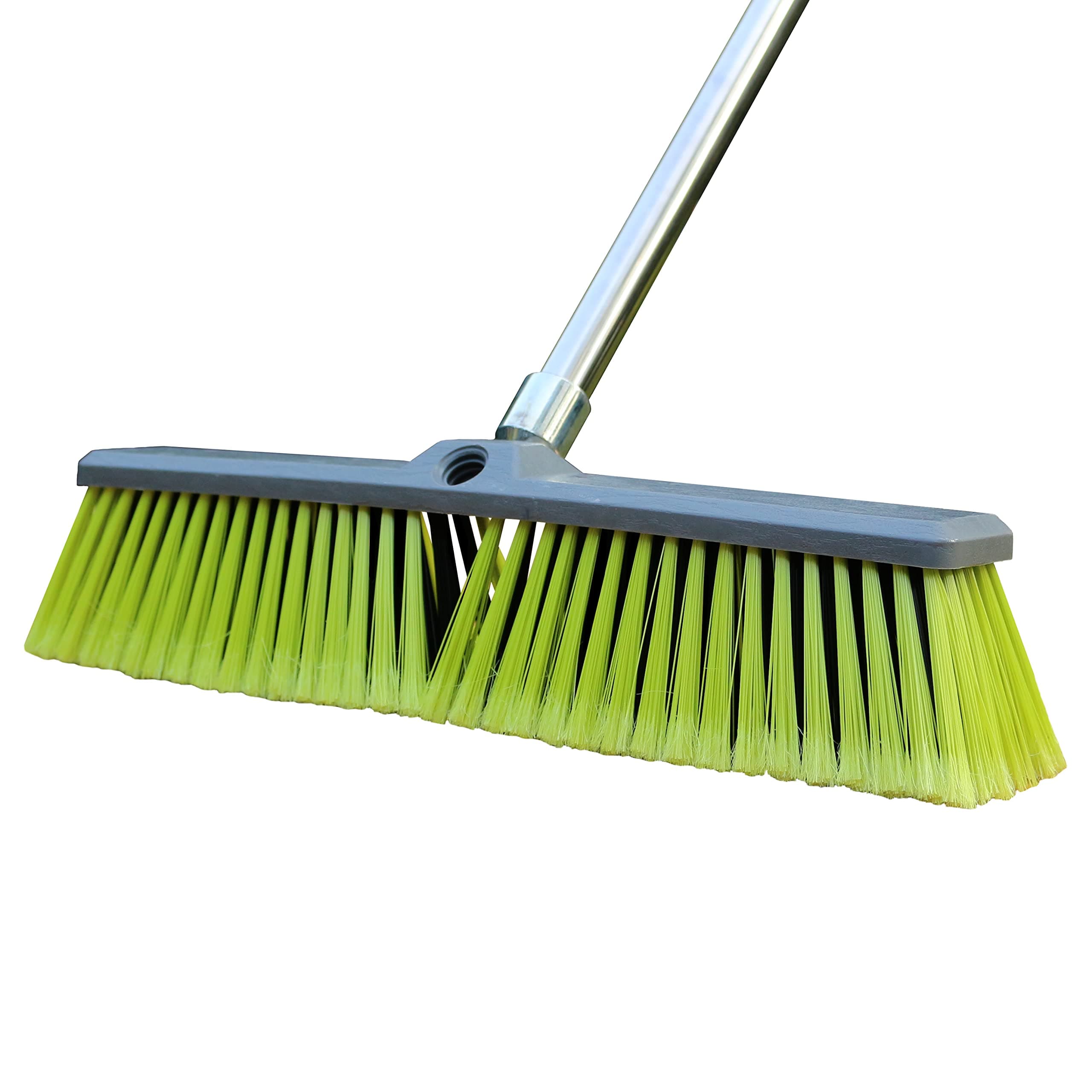 PHYEX18" Push Broom with Adjustable Long Handle, Multi-Surface Floor Scrub Brush for Cleaning Deck, Patio, Garage, Driveway