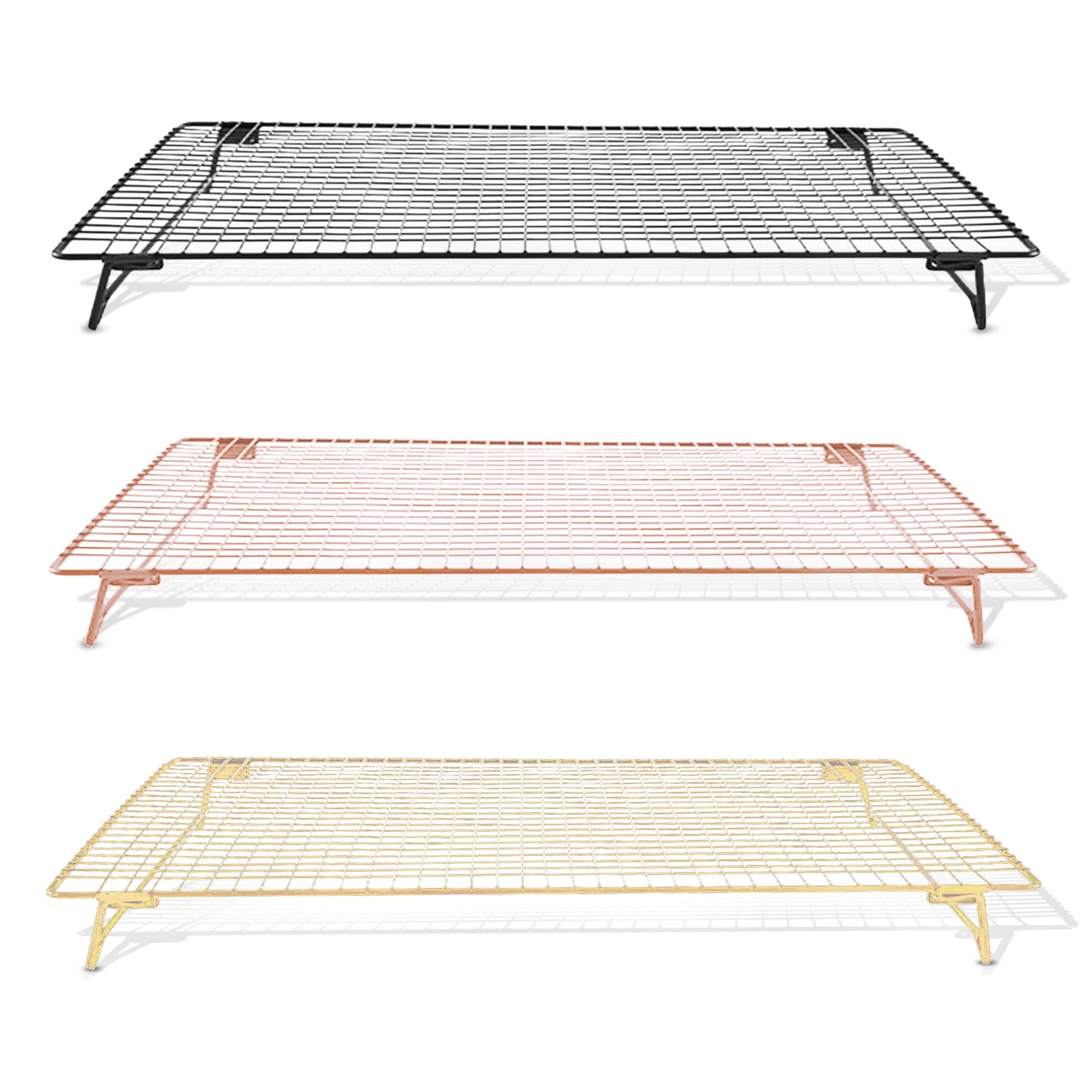 2-pack Cooling rack for baking, cooking, roasting, grilling, black, gold, rose gold,cookie cake pan (GOLD)