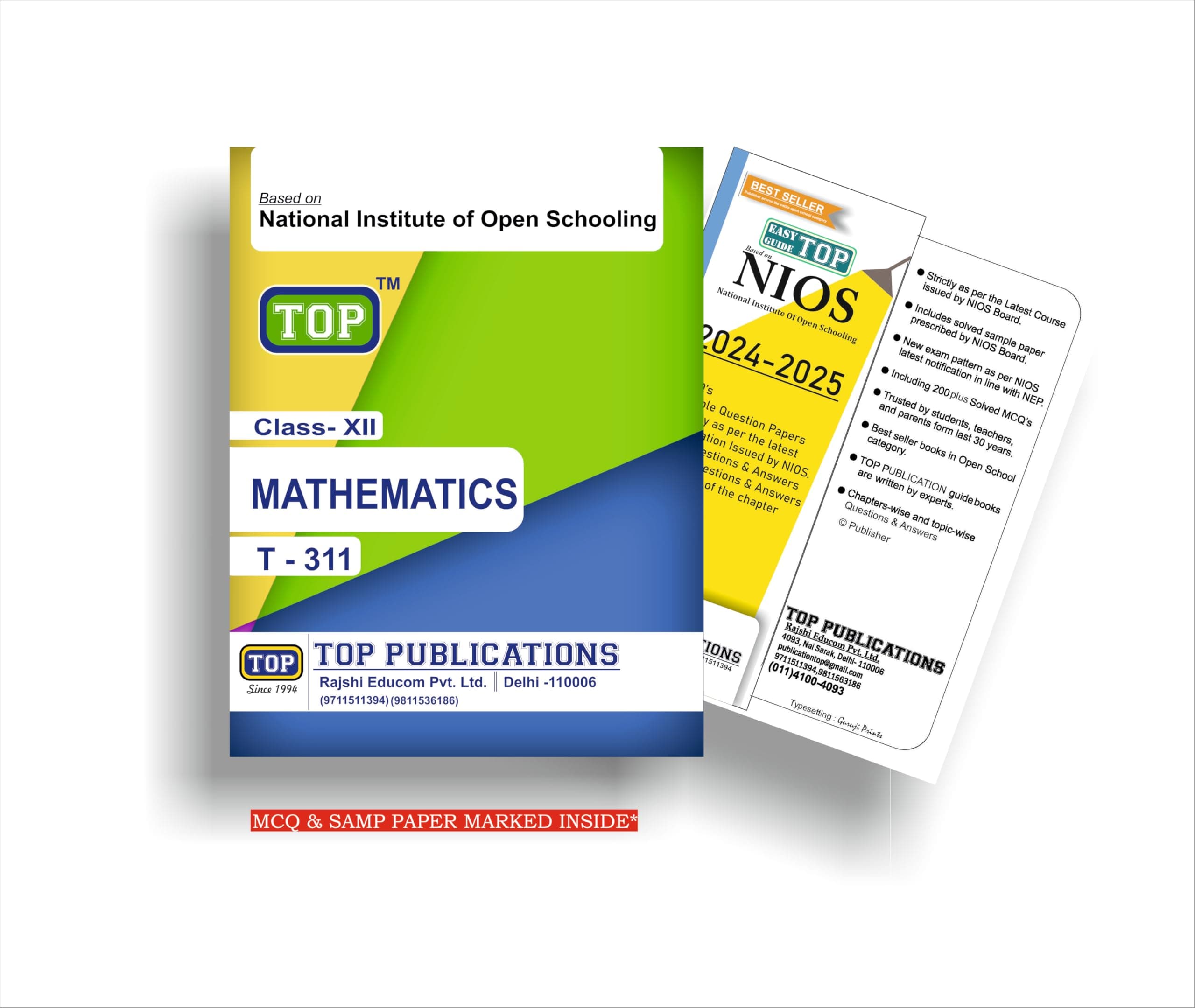 TOP NIOS 311 Class 12 Mathematics Guide (Includes objective type MCQs) | Updated with latest syllabus & exam pattern as per NIOS latest notification