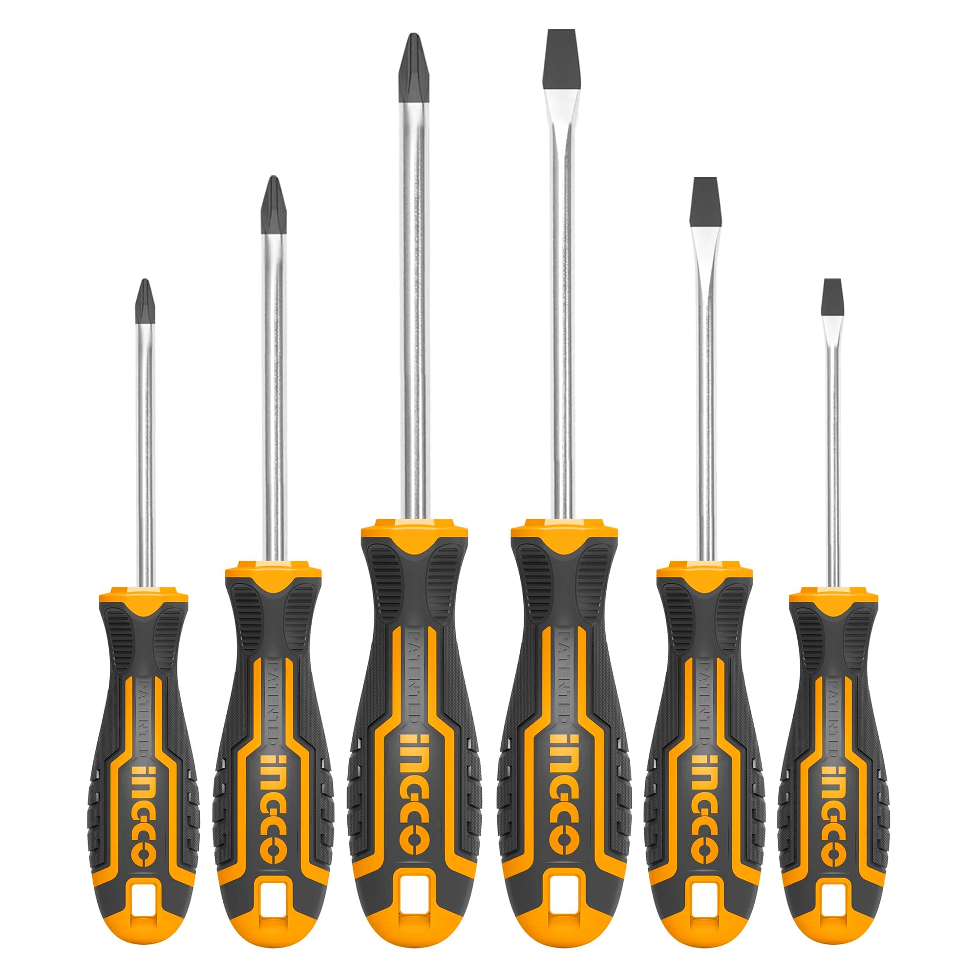 INGCO 6 pcs Screw Driver Tool Set Kit, CR-V Screwdriver Set for DIY Household Repair, INGCO Design Handle, CR-V Round Blade Material