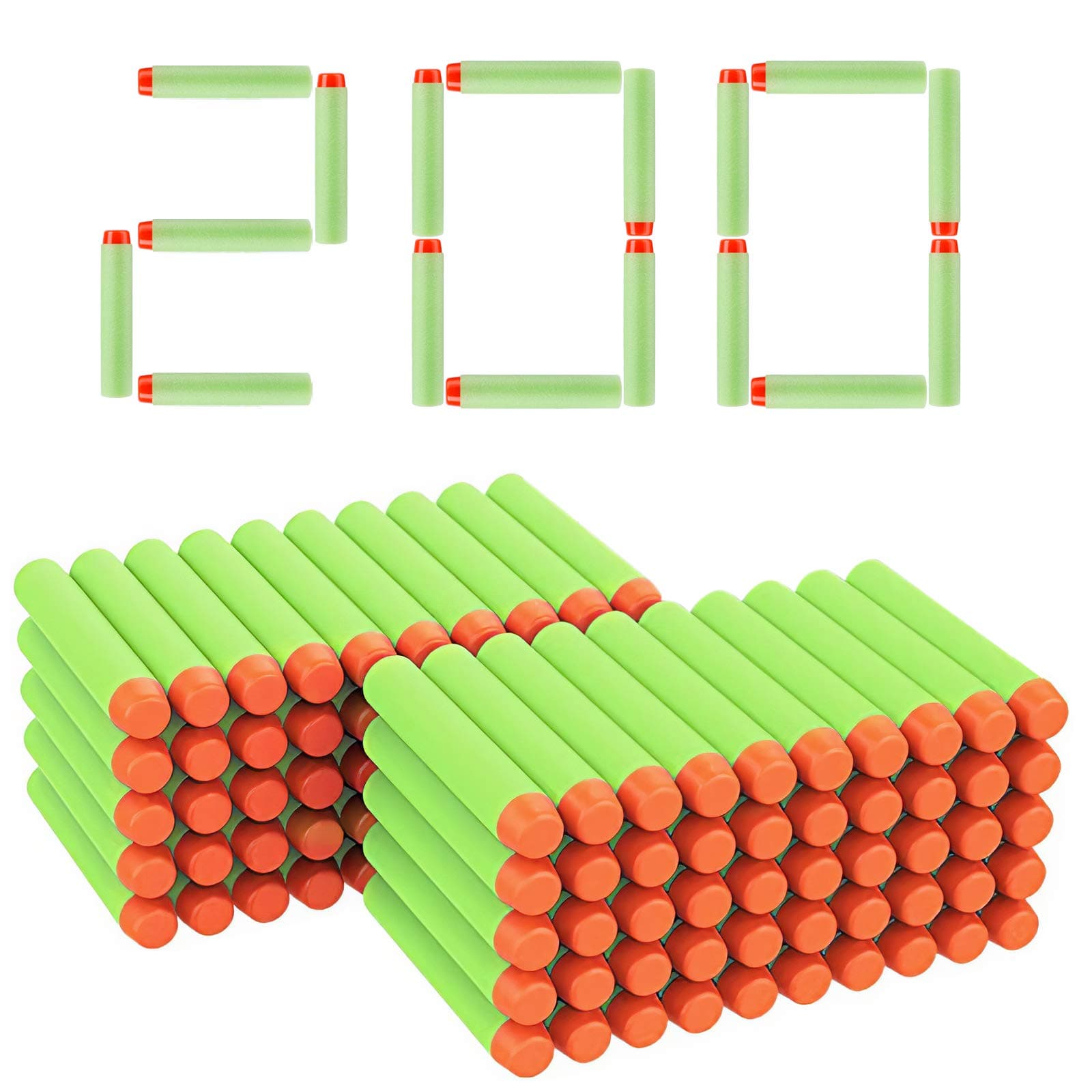 YagoDago Compatible Nerf Darts Bulk, 200PCS Bullets Bullet Ammo Foam Dart Refill Pack for Nerf Elite 2.0 Blasters Adventure Force X Shot Gun Nerf Zombie Strike