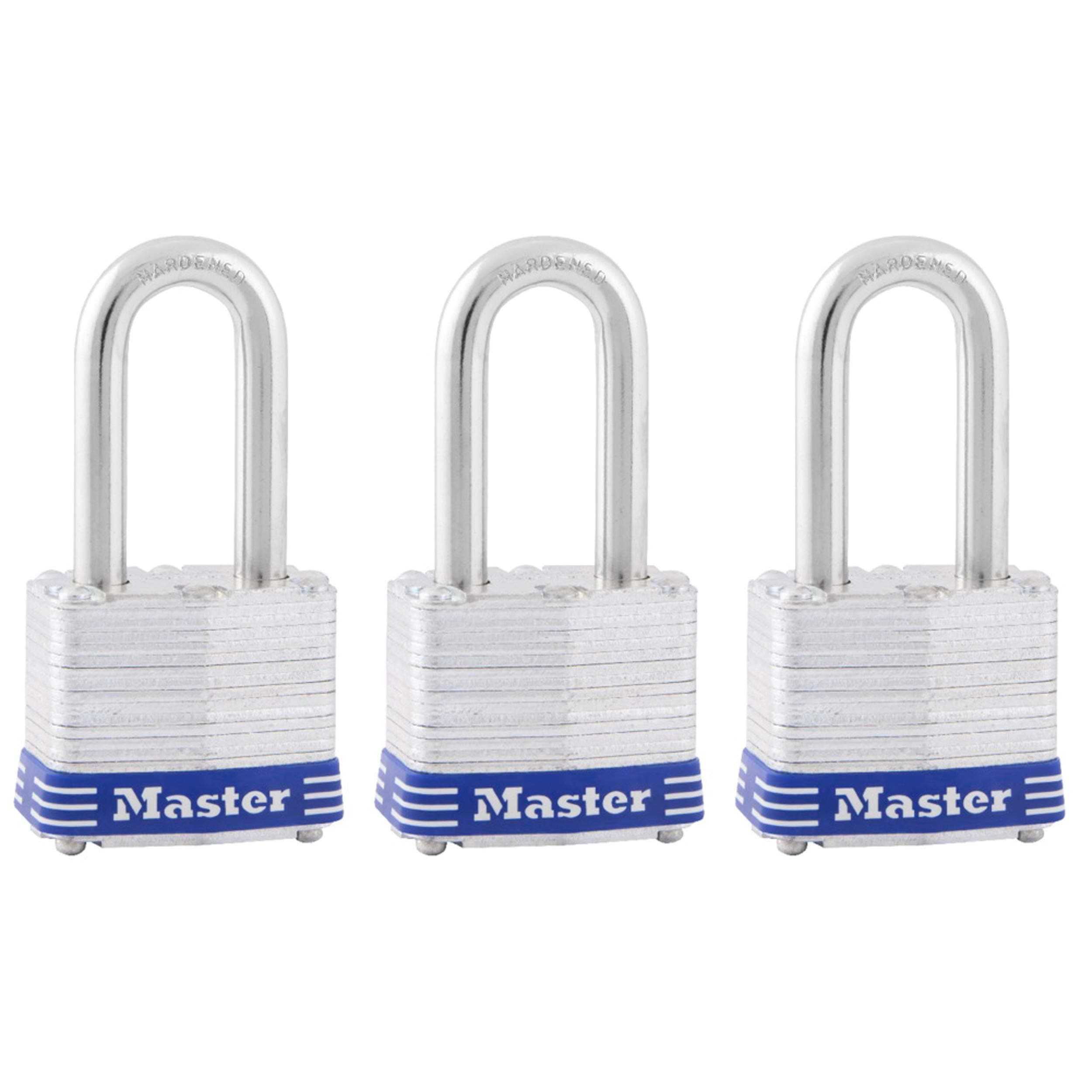 Outdoor Padlocks, Lock Set with Keys, Keyed Alike Padlocks with Long Hardened Shackles that Resist Cutting for Gates, Sheds, Fences, 3 Pack, 3TRILF