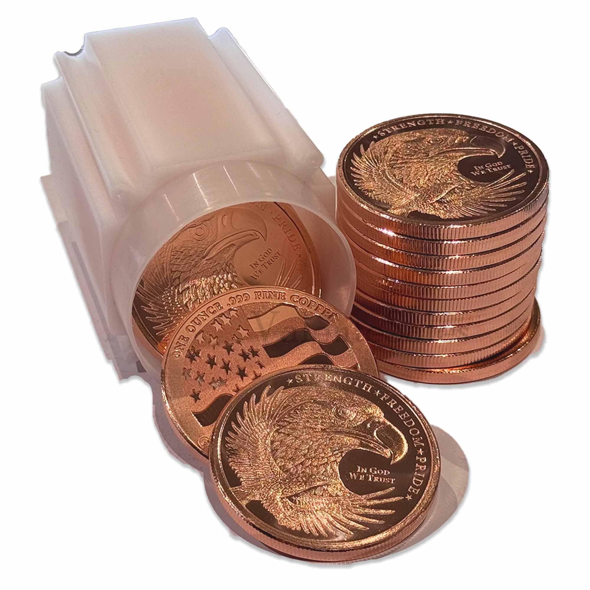 Generic 20pc x 1 oz Freedom Eagle flag copper round in storage tube