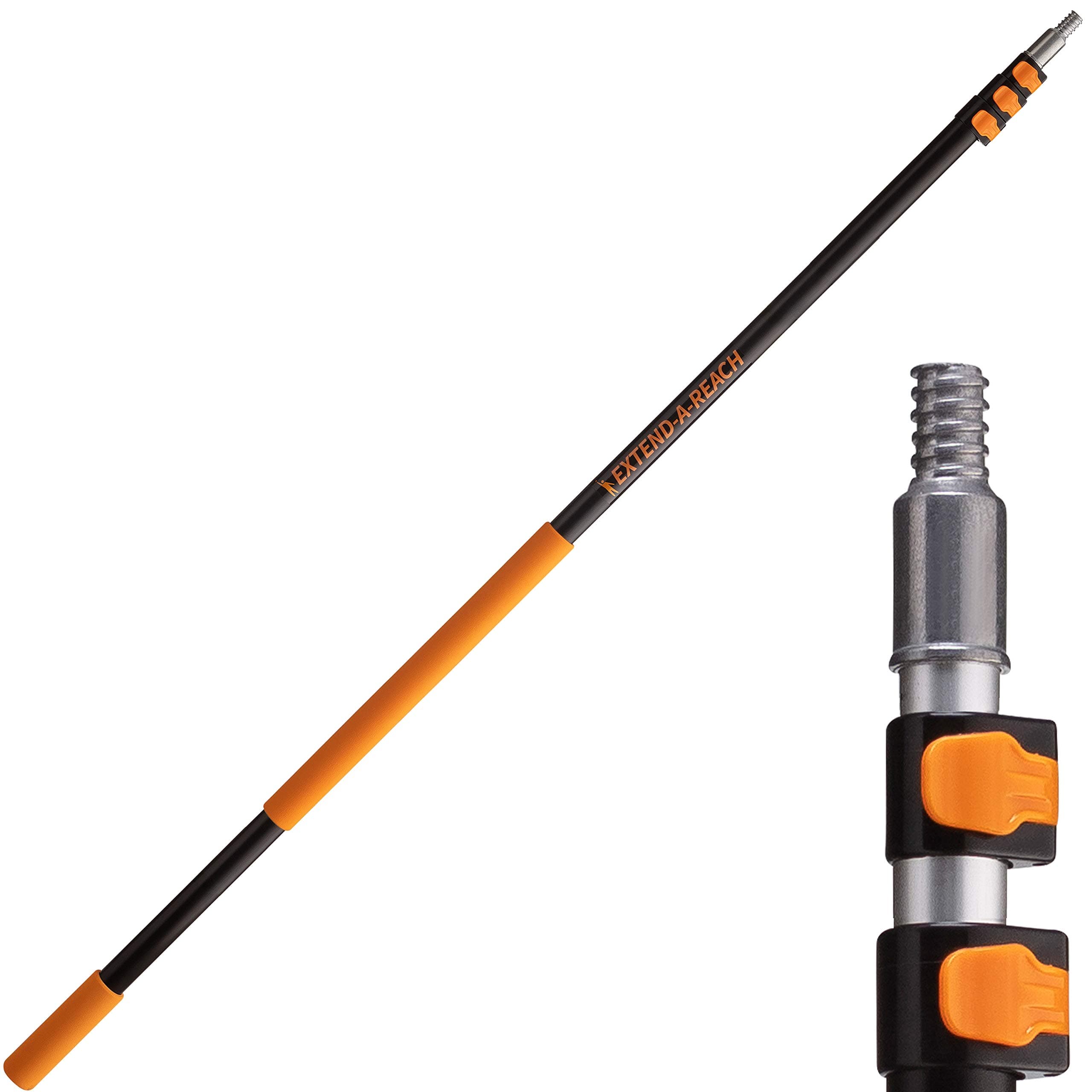 4-12 ft Long Telescopic Extension Pole // Multi-Purpose Extendable Pole with Universal Twist-on Metal Tip // Lightweight and Sturdy // Best Telescoping Pole for Painting, Dusting and Window Cleaning