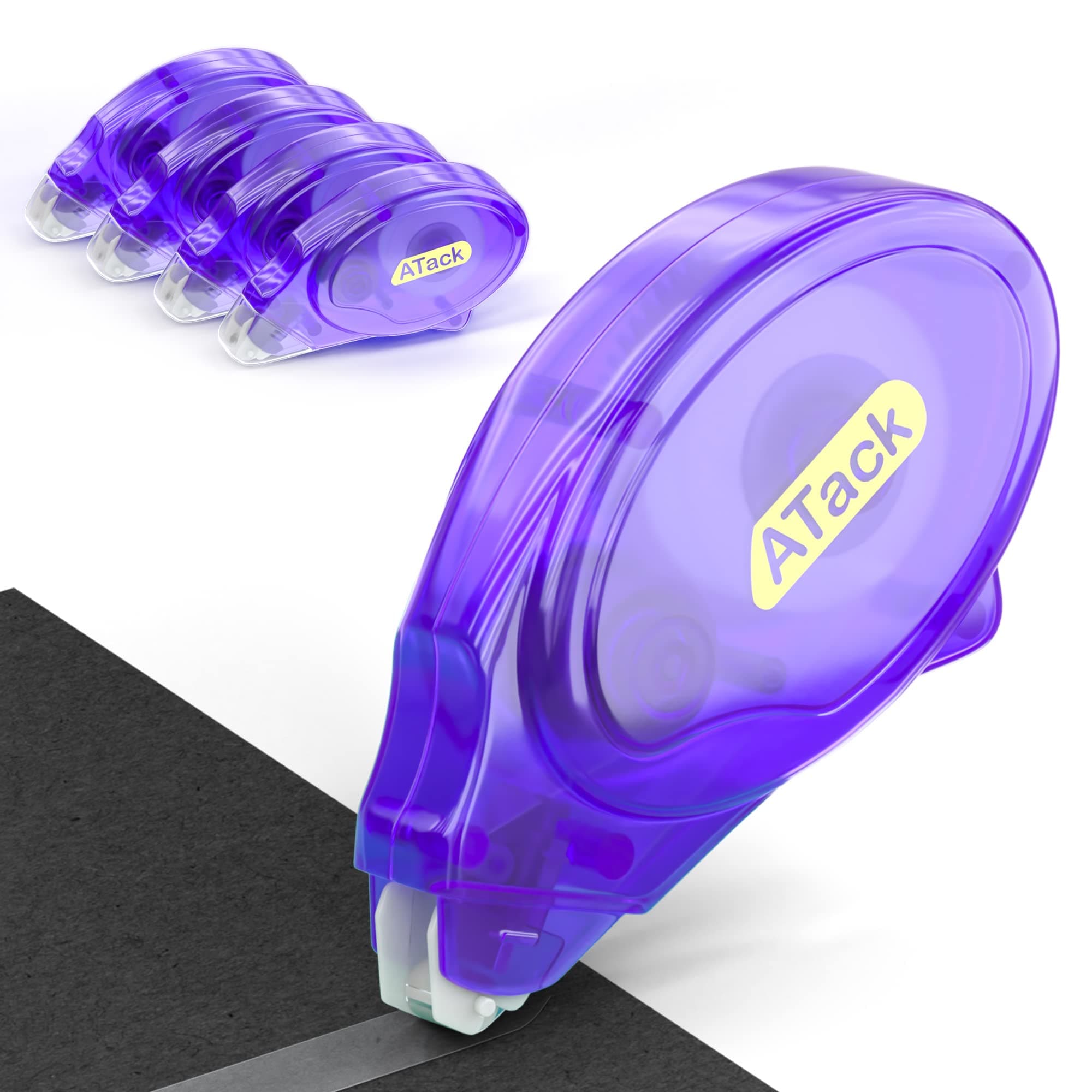 ATack Double Sided Tape Roller Runner for Scrapbooking 4-Pack (0.3-inch x 360-Inch) Acid-Free Double Sided Glue Tape Roller Dispenser for Scrapbooking, Card Making and Crafts - Archival-Safe