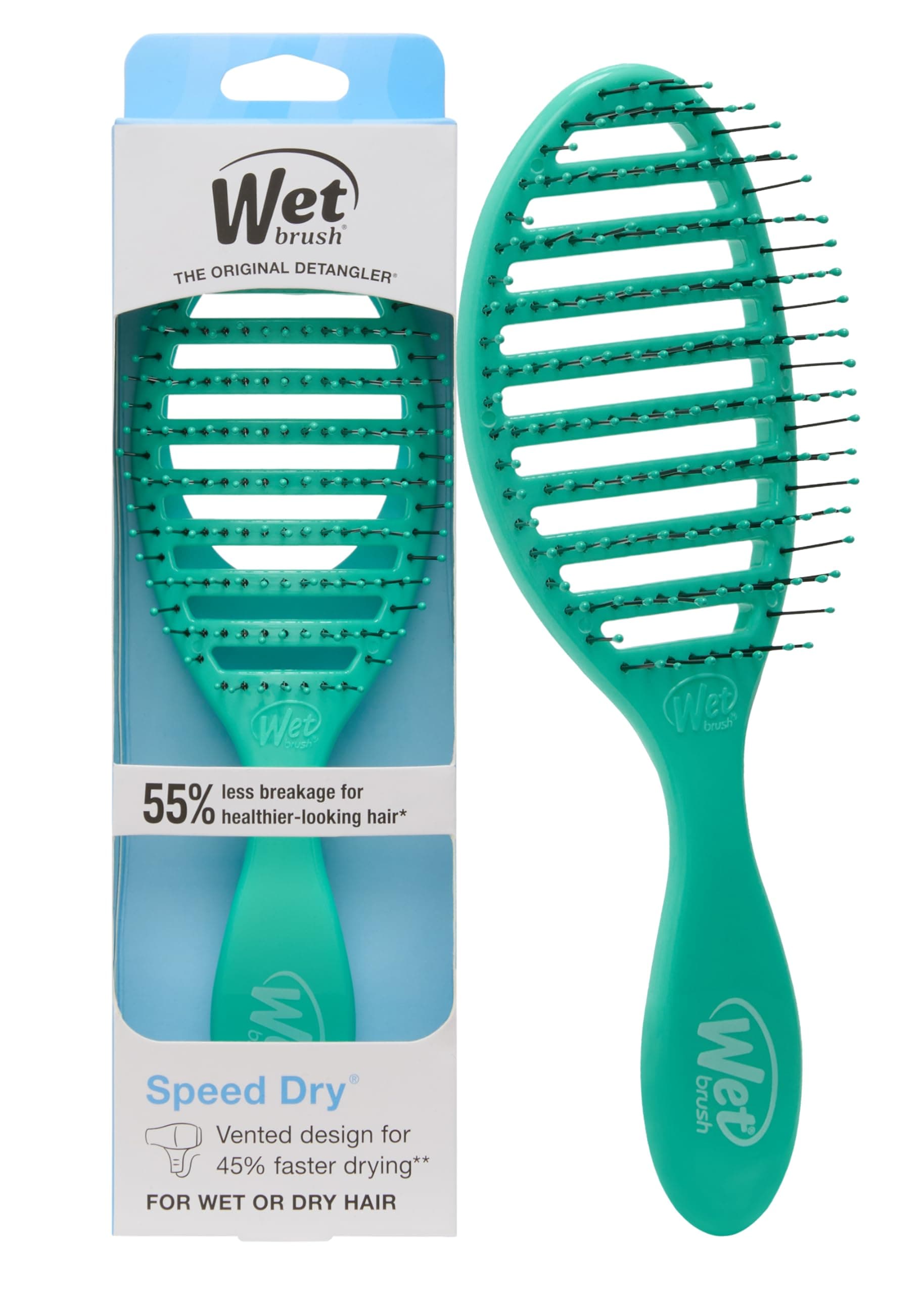Speed Dry Hair Brush, Amazon Exclusive Aqua, Vented Design & Soft HeatFlex Bristles, Blow Dry Safe, Ergonomic Handle Manages Tangles & Uncontrollable Strands, Pain-Free Hair Accessories