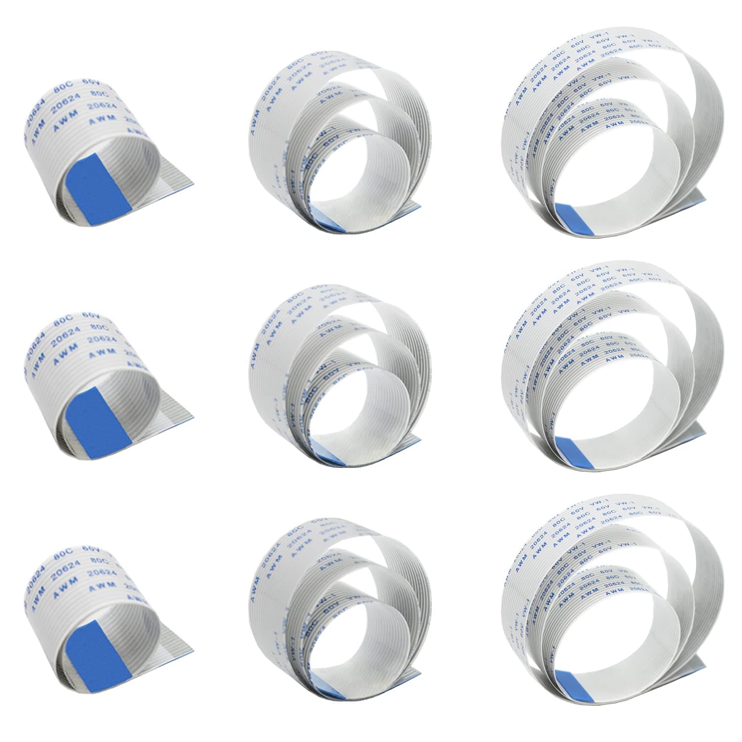 Raspberry Pi Camera Cable, 15 Pin Ribbon Flat Cable, Pi Camera Flex Cable, Flex CSI Cable 15cm/30cm/50cm for Raspberry Pi 3B+, 3B, 2B (Not for Pi Zero) - 9 Pack