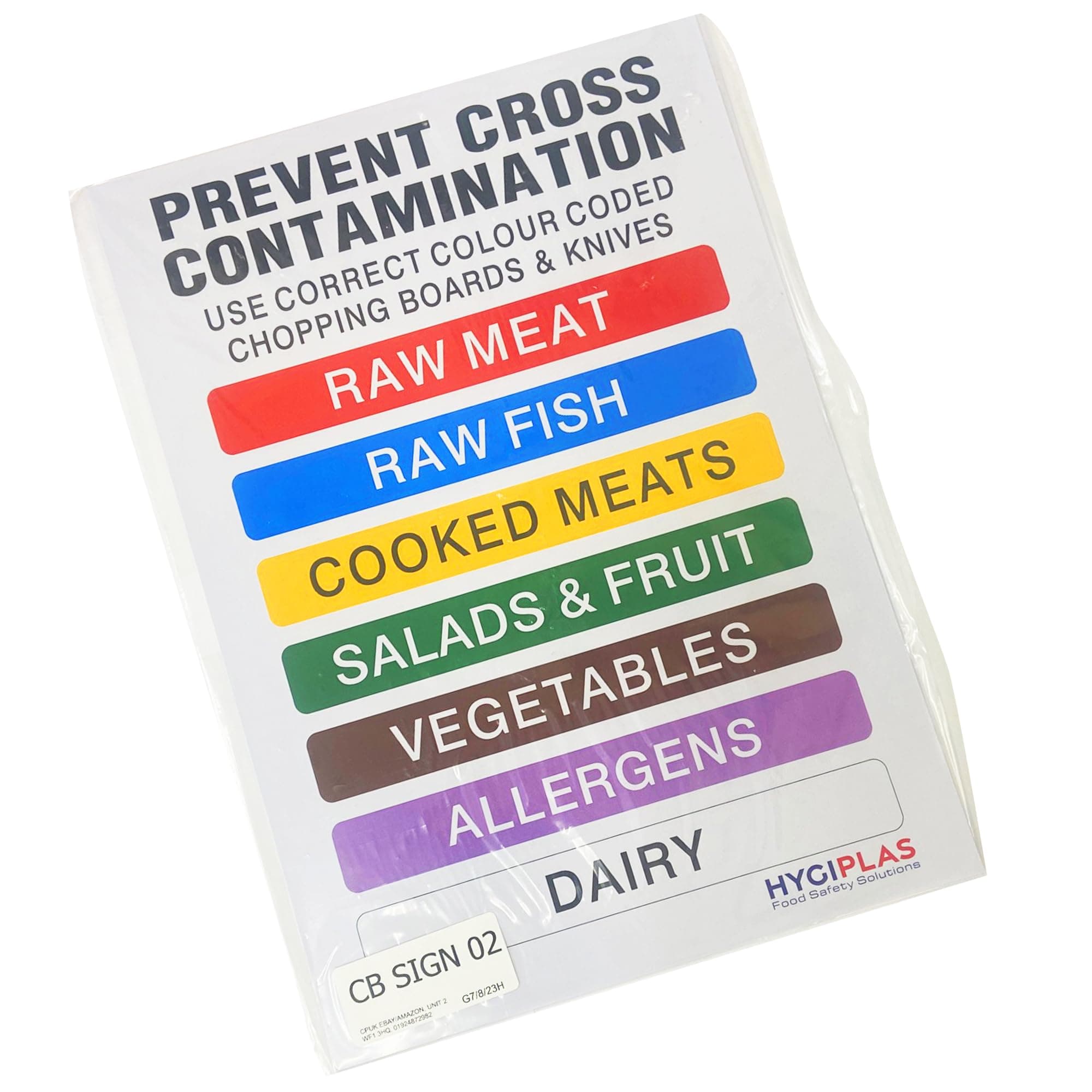 Hygiplas Colour Coded Food Prep Wall Chart, Multicoloured - For Use Alongside Colour Coded Food Prep Items: Chopping Booards, Utensils, Containers - Size: 295x210 mm, Wipe-Clean, J249