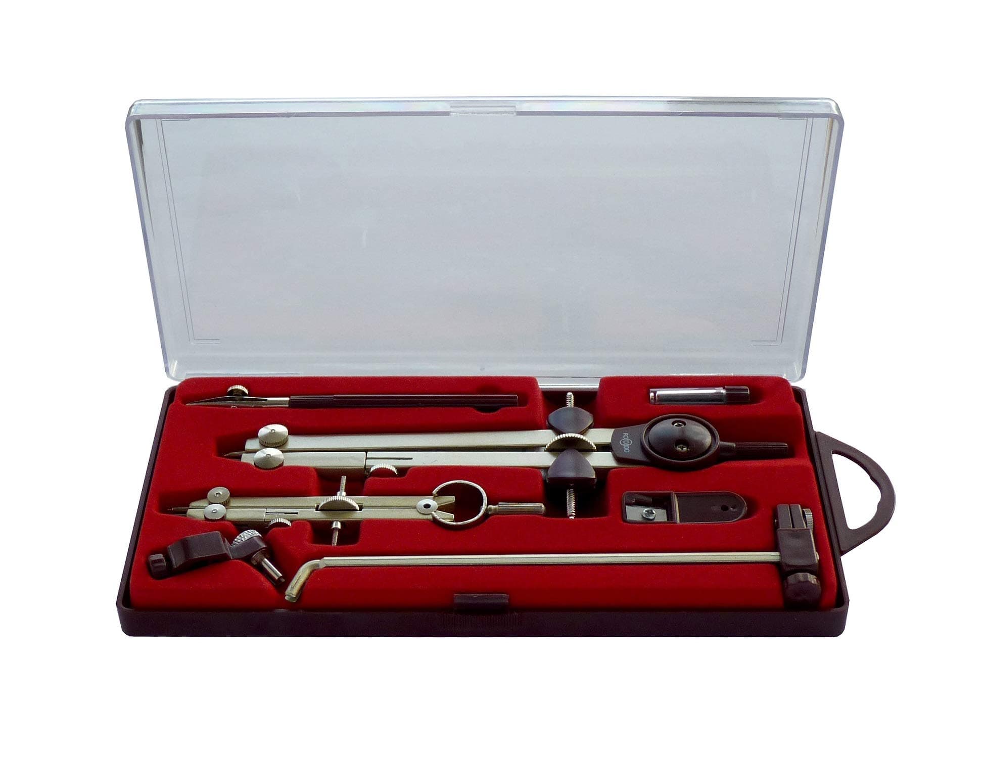 Rotondo Drawing Compass Set, Precision Geometry Compass Set Essential Drafting Tools Universal Large Compass for Student and School, Red and Silver,1 Count(86118)