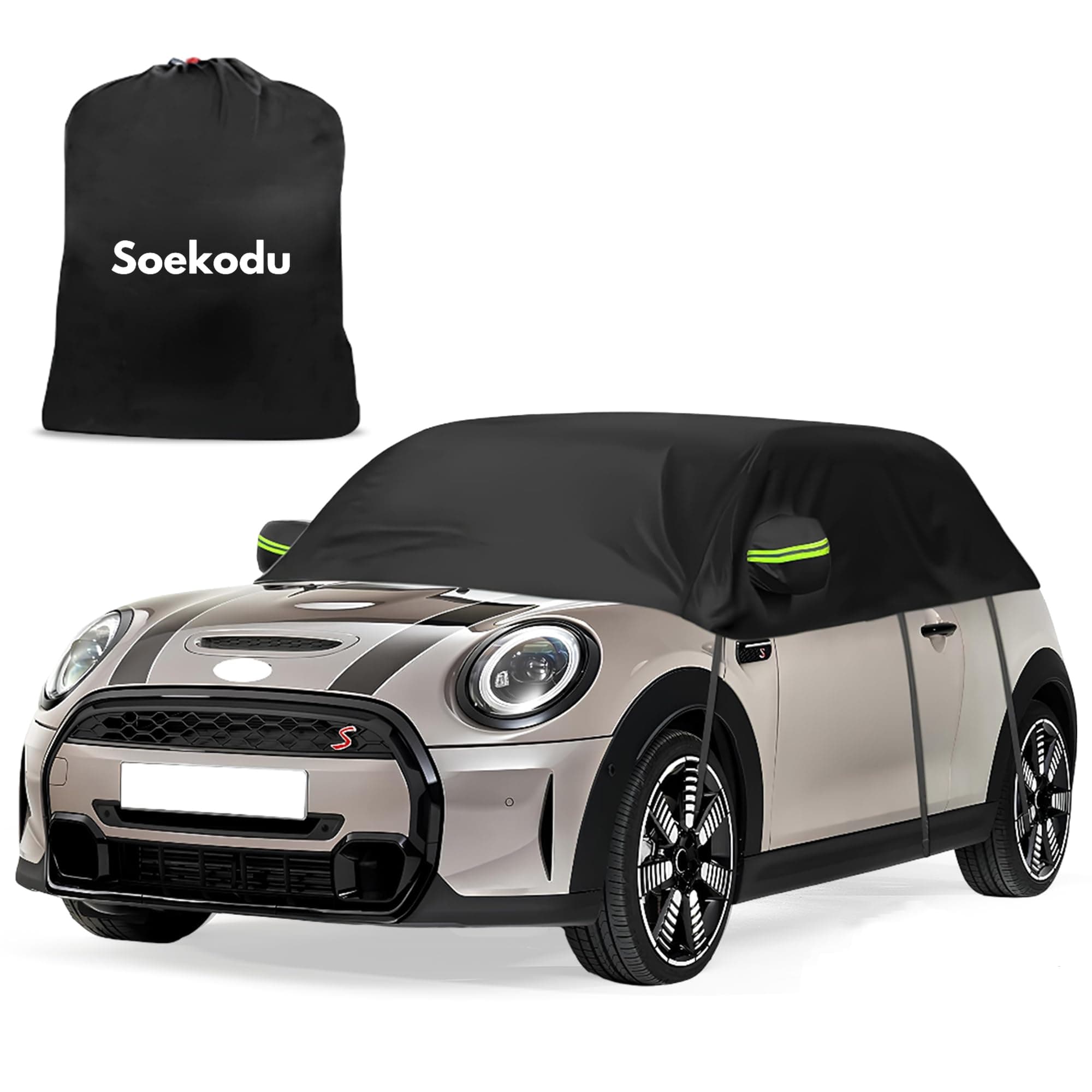 Half Car Cover Replace for Mini Cooper 3 Door 2000-2024, Custom-Fit Soft Top Roof Protector Car Cover, Half Garage with Straps UV Resistant Half Cover All Weather Outdoor Indoor
