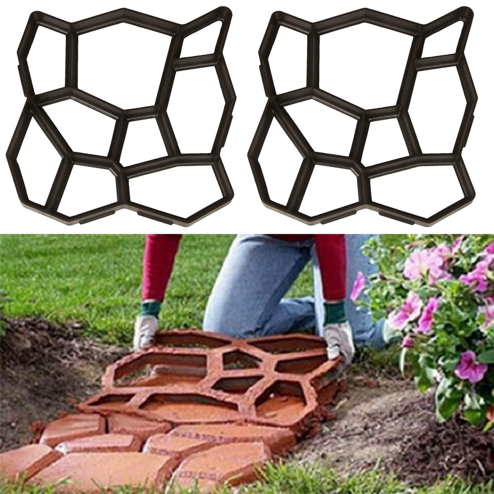 Walk Path Maker, 2 Packs Plus Size: 18.9 x 18.9 x 1.8 inch Pathmate Stone Moldings Paving Pavement Concrete Molds and Foams Stepping Stone Paver Walk Way Cement Mold