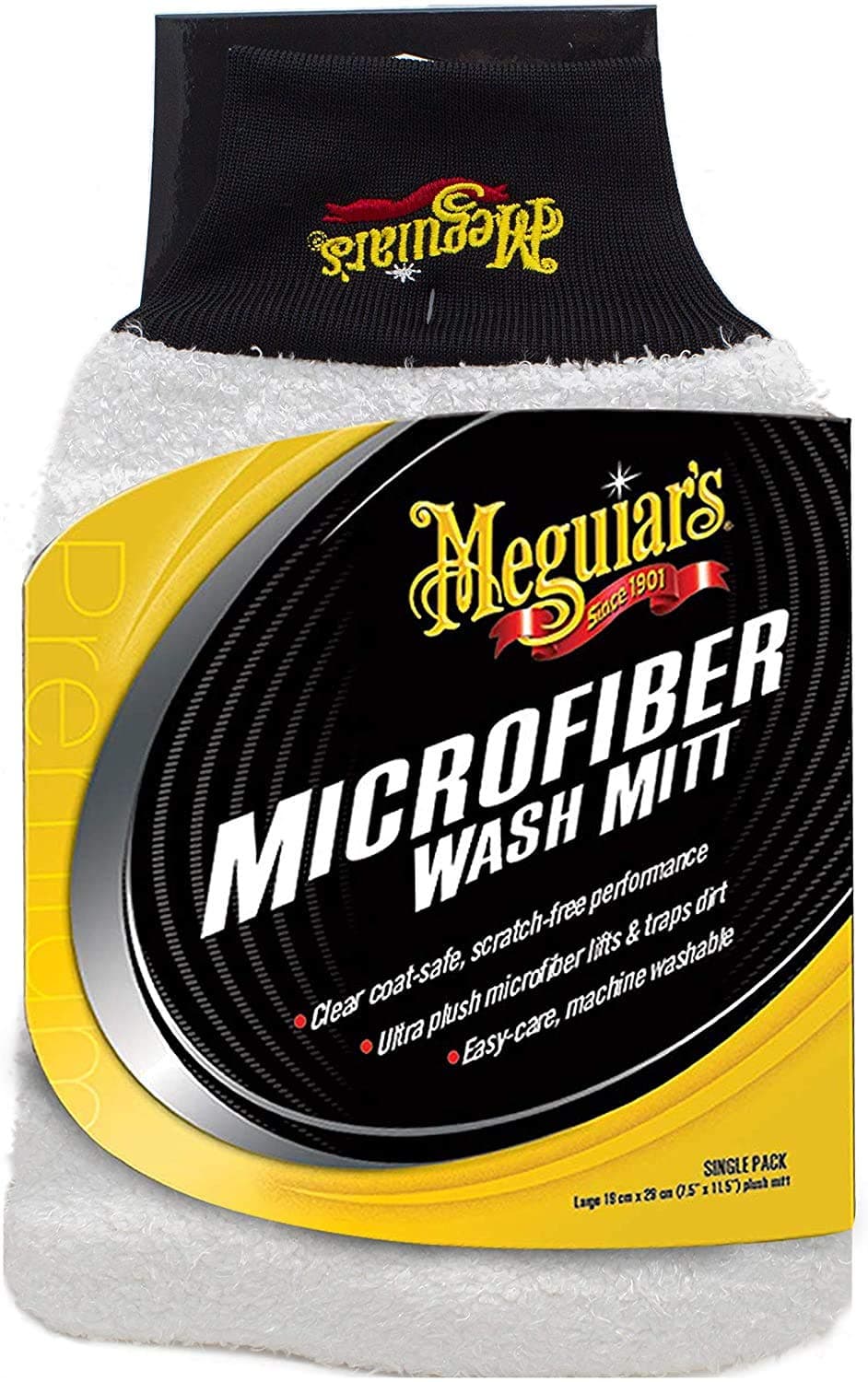 Meguiar's Microfiber Wash Mitt Large Size Machine Washable Reusable Super-Thick Absorbent Wash Mitt for Ultimate Finish Safer Washing (X3002EU)