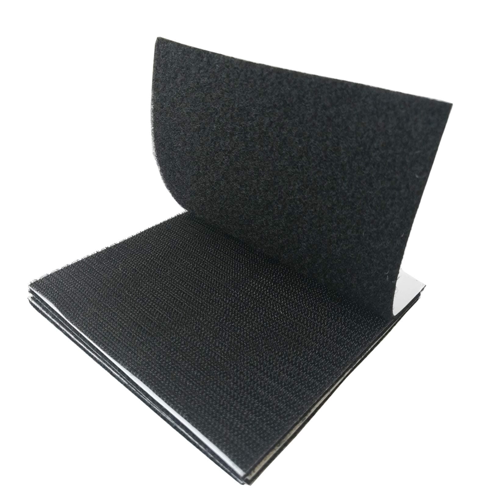 10-Pack Upgrade Hook Loop Strips Adhesive Tape Self-Adhesive Mounting Sticky Double-Sided Fasten Interlocking Tape for Fabric Hold Picture(Black, 2.5x2.5 inch)