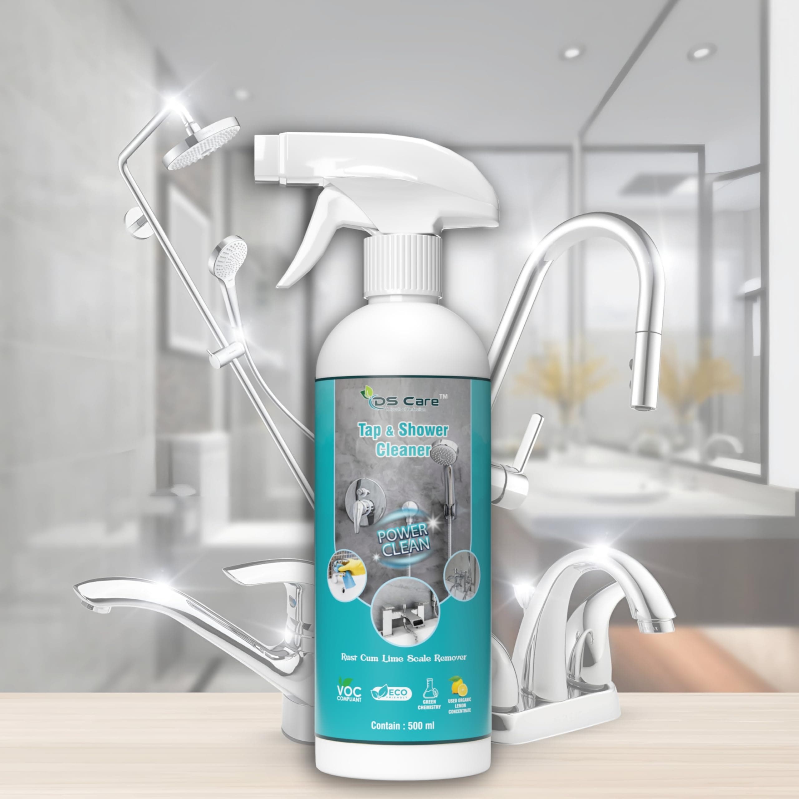 Multipurpose Tap & Shower Cleaner powerful solution for keeping your bathroom clean - It effectively removes tough stains rust, limescale, and hard water deposits 500 ml (Pack 1) by UNIDSC