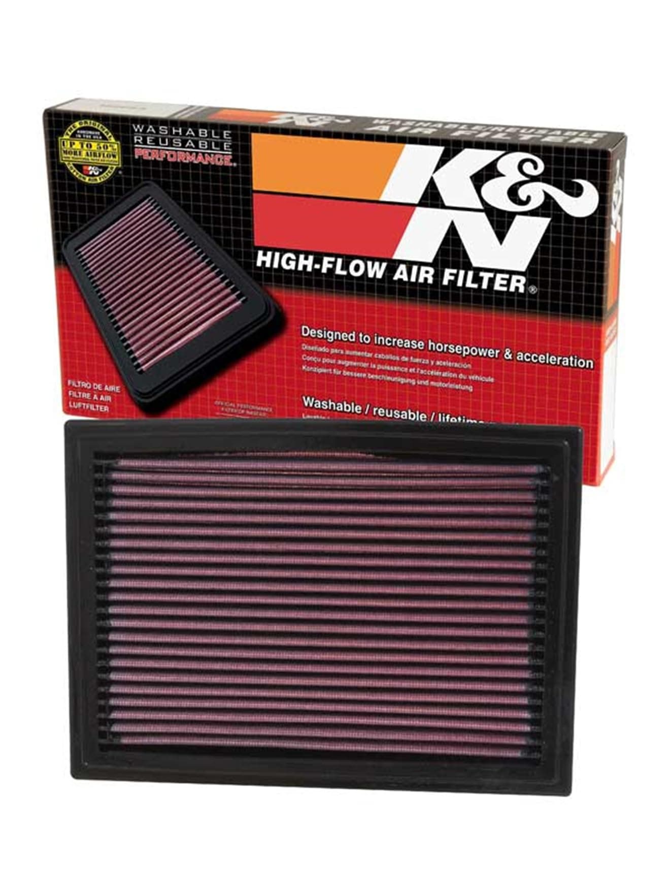 K&NEngine Air Filter: Reusable, Clean Every 75,000 Miles, Washable, Premium, Replacement Car Air Filter: Compatible with 2000-2012 Ford/Mazda/Mercury (Escape, Maverick, Tribute, Mariner), 33-2187