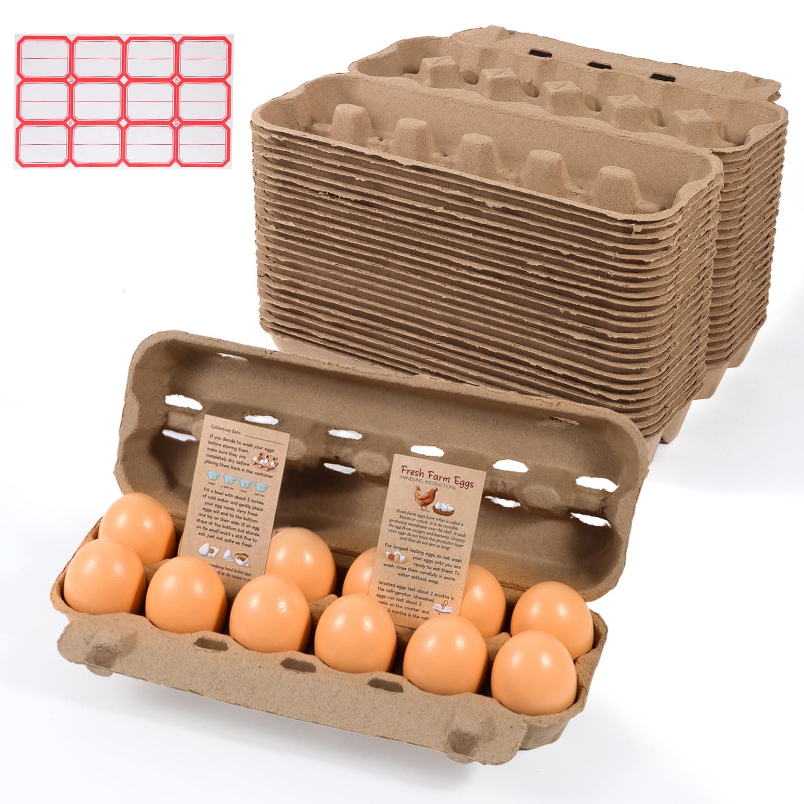 100-Pack Bulk Empty Egg Cartons for Storage, 12-Count Natural Paper Pulp Reusable & Sturdy Design (Egg Storage Containers)