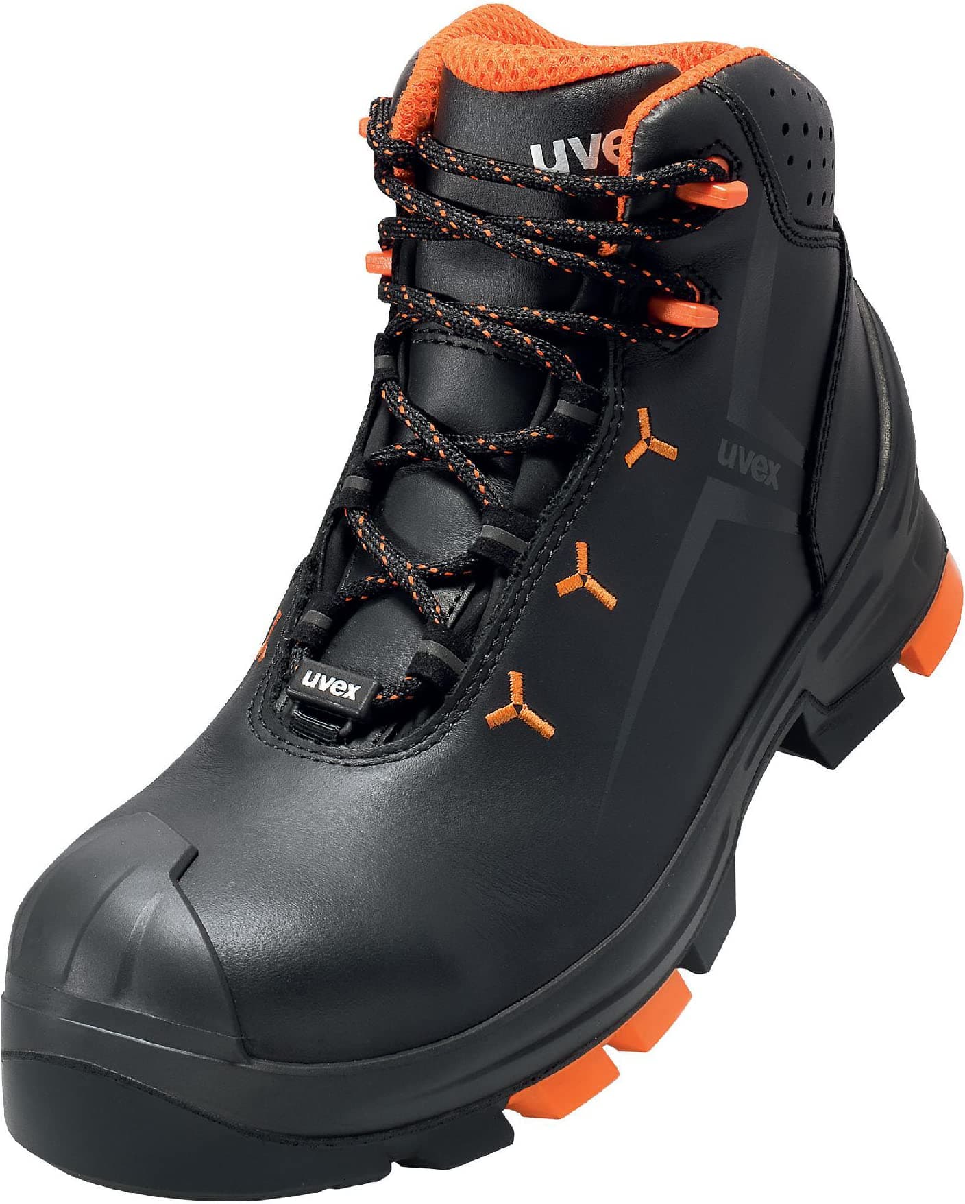 2 safety boots, S3 SRC ESD, leather work boots, black/orange