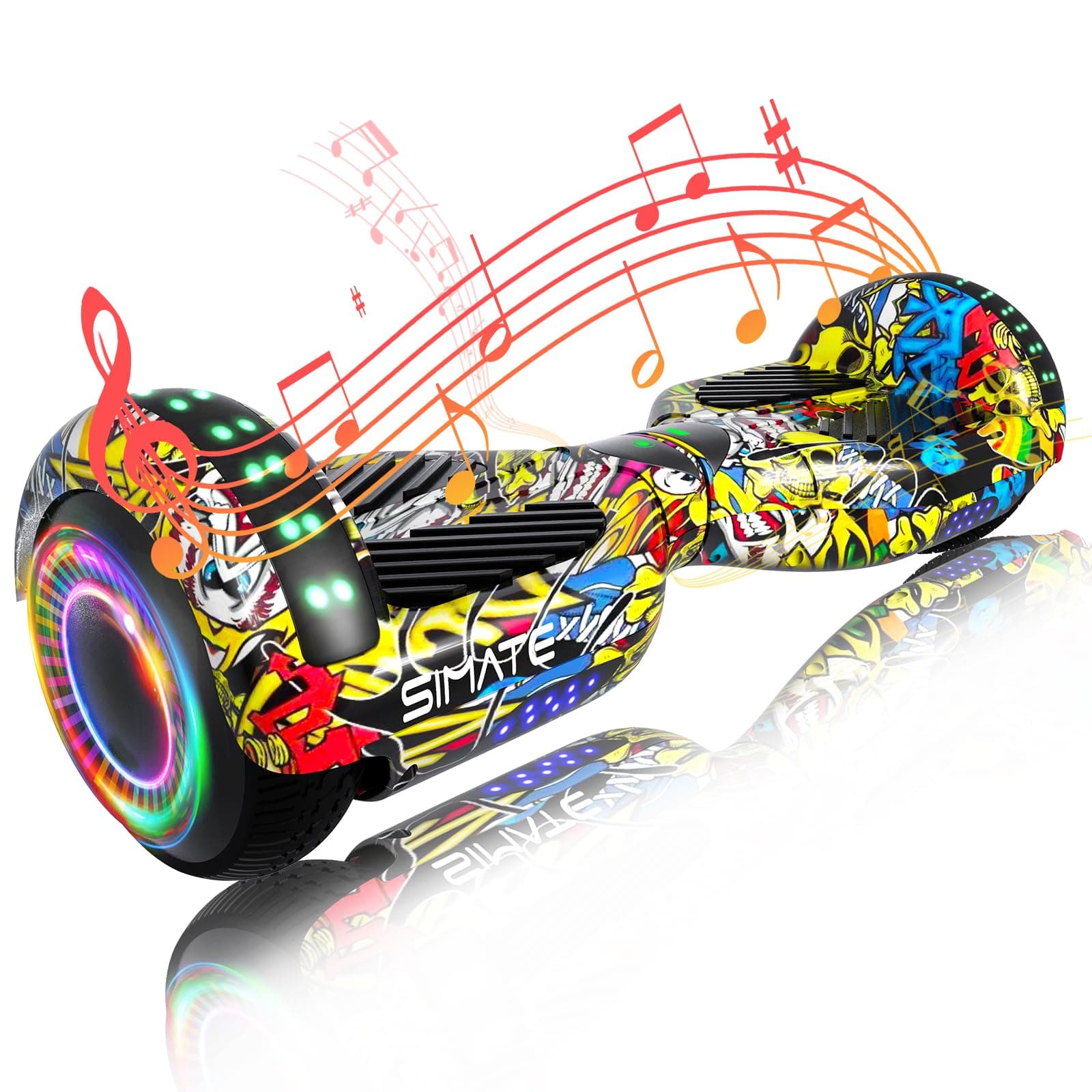 SIMATE Hoverboard, Bluetooth All Terrain Hover Boards with LED Lights and APP Control, Gifts for Kids Adults Girls Boys, for All Ages